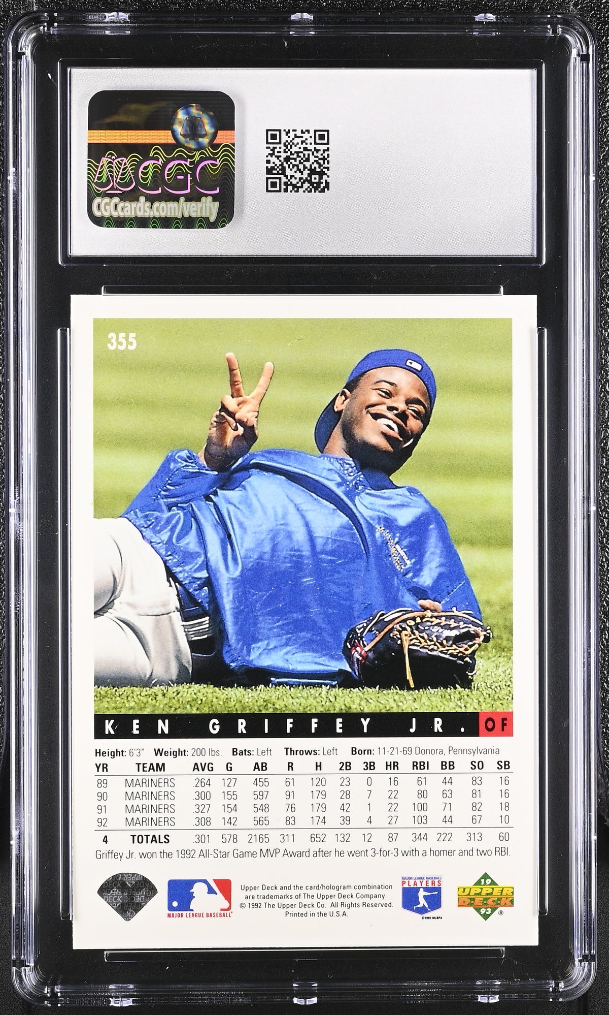 1993 Upper Deck Ken Griffey Jr. #355 CGC 9.5 Seattle Mariners