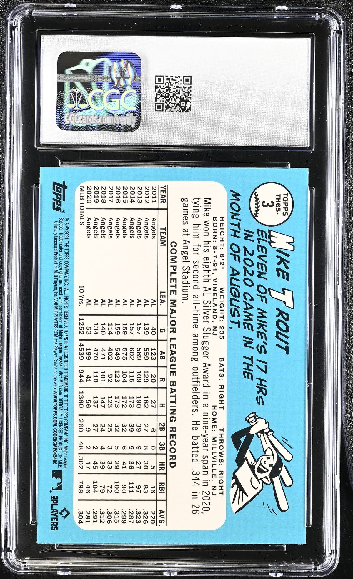 2021 Topps Mike Trout '65 Redux Chrome #TH65-3 CGC 10 Los Angeles Angels
