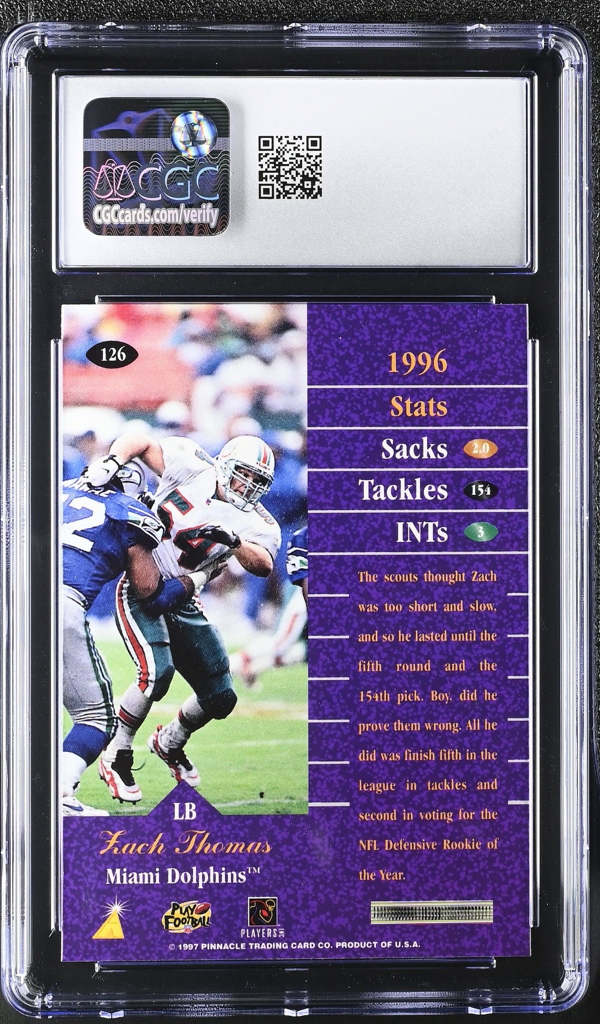 1997 Zenith Zach Thomas Rookie #126 CGC 9.5 Miami Dolphins