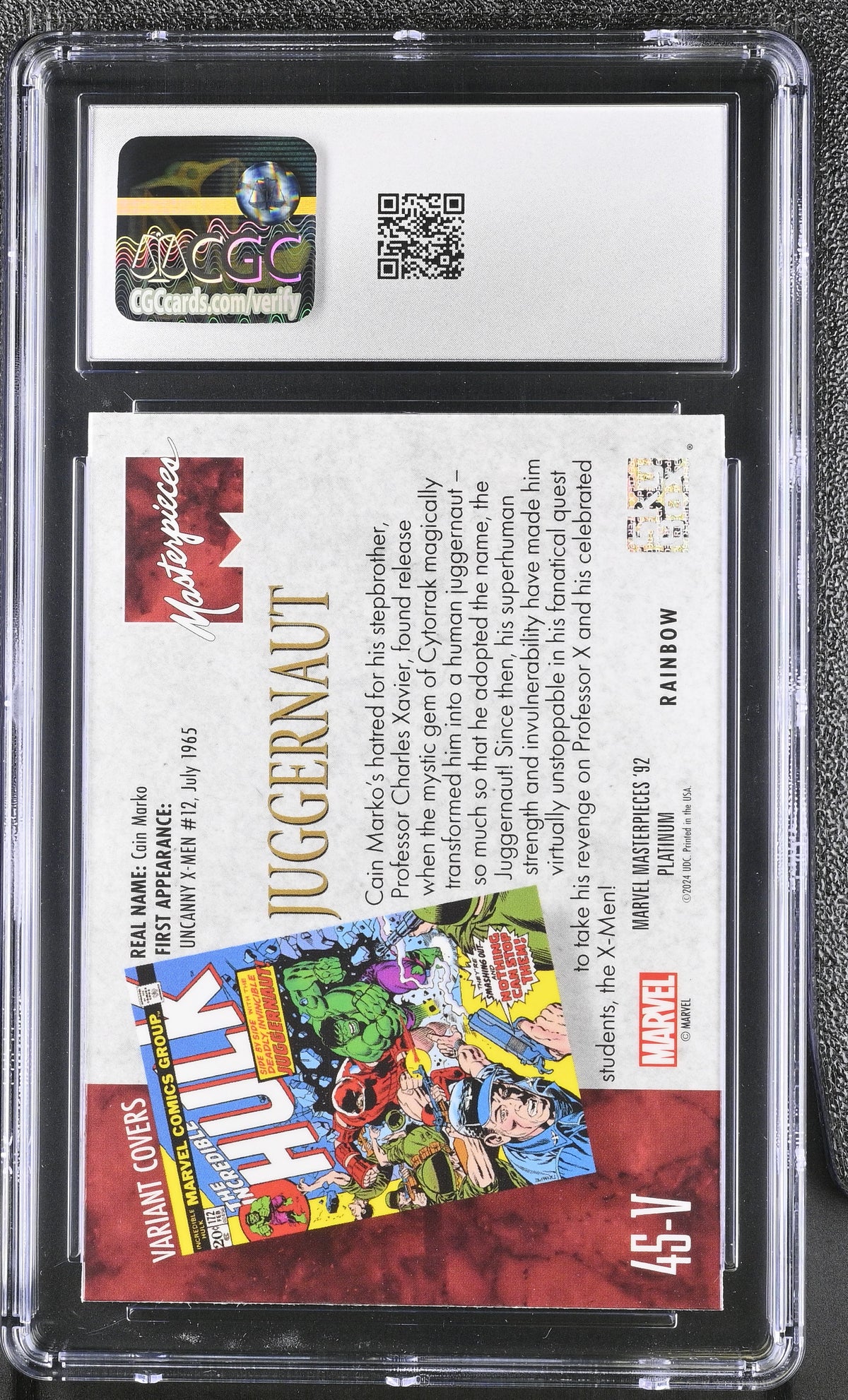 2024 Marvel Masterpieces '92 Juggernaut #45-V Variant Covers Rainbow CGC 10