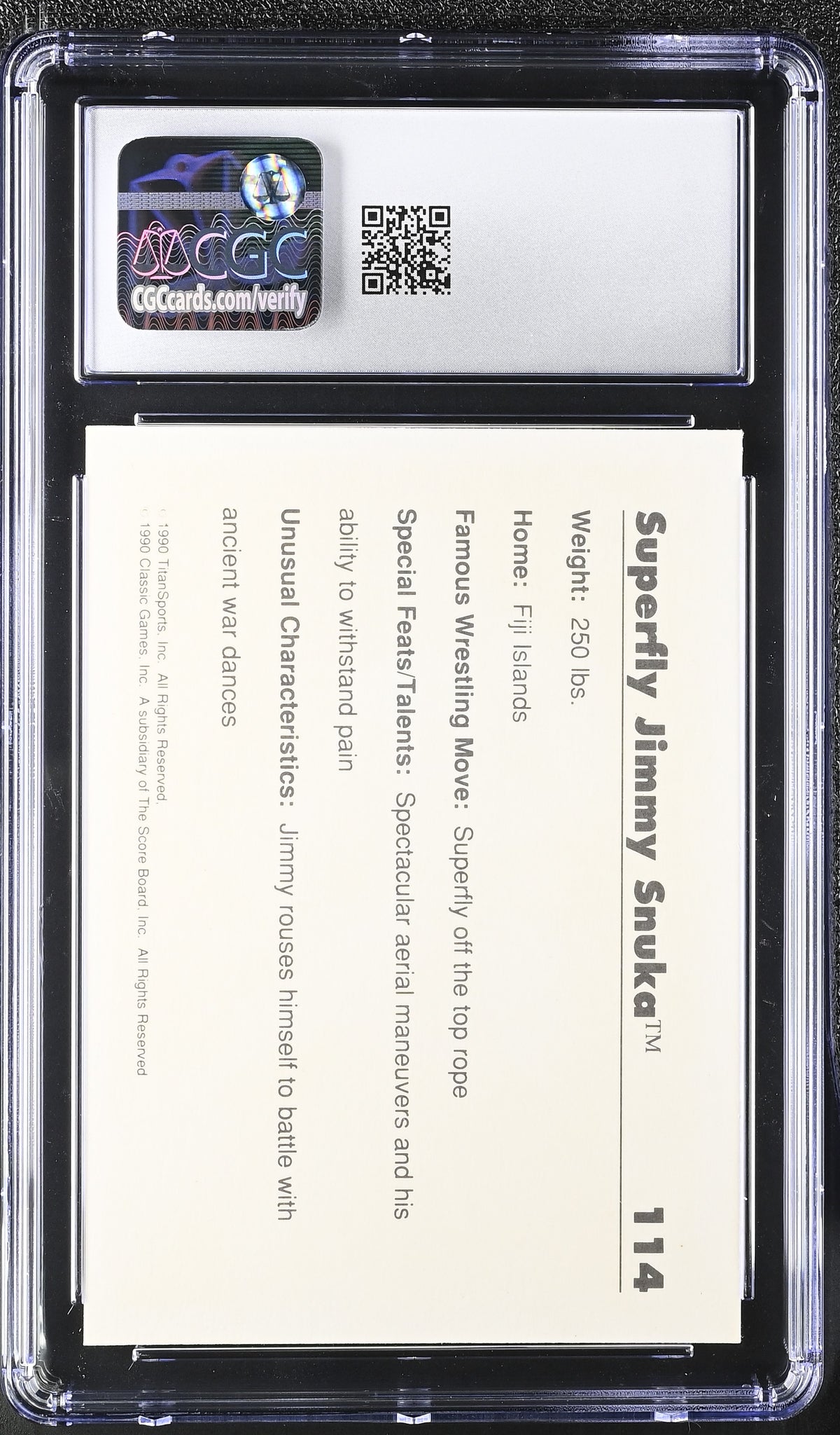1990 Classic WWF Jimmy "Superfly" Snuka #114 CGC 9