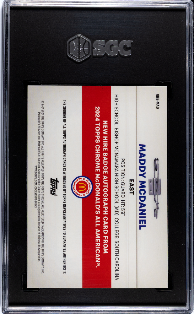 2024 Topps Chrome Mcdonald's Maddy Mcdaniel New Hire Badge Auto #NHB-MAD SGC 10