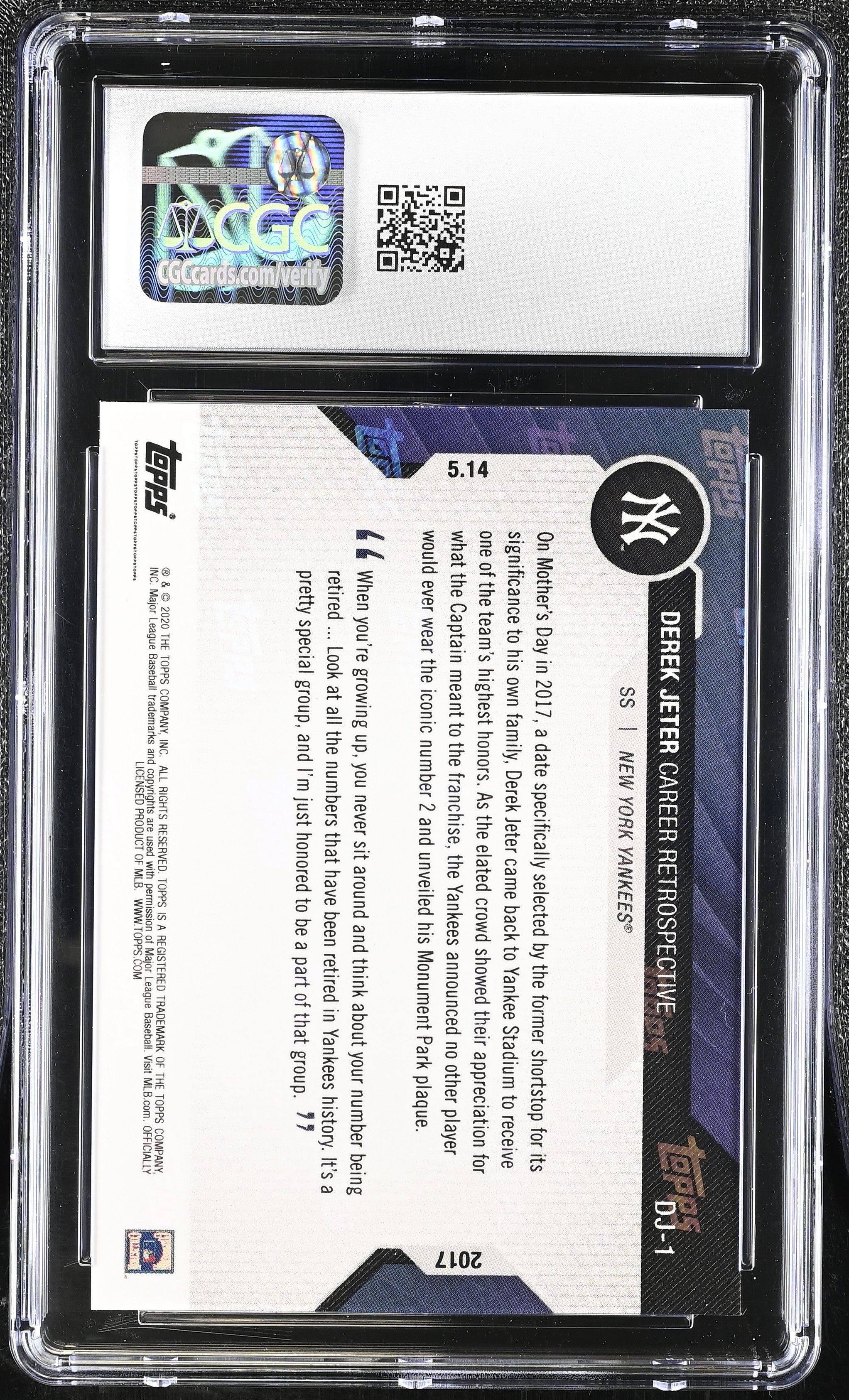 2020 Topps Now Chrome Derek Jeter #DJ-1 Jeter Career Retrospective CGC 10