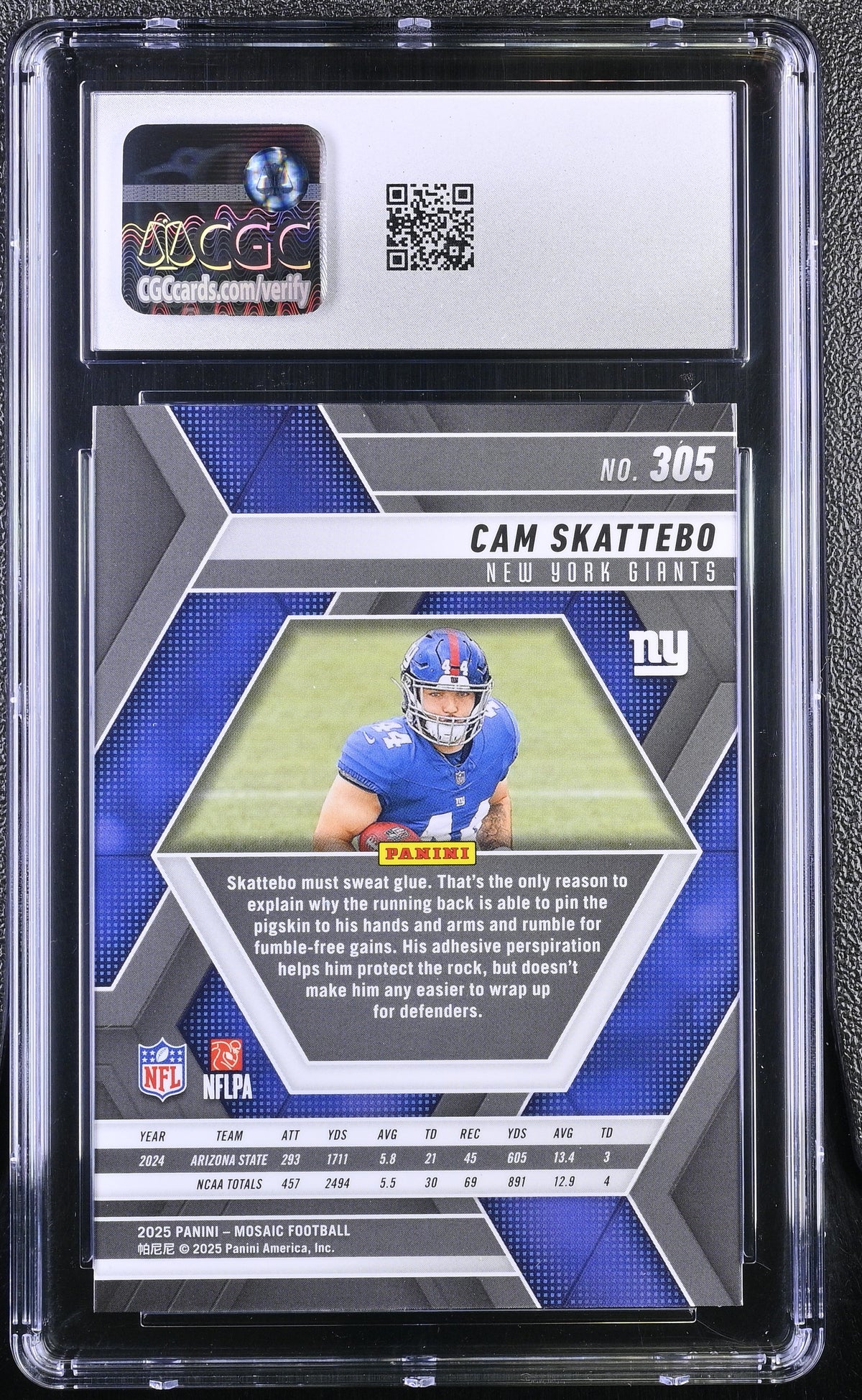 2025 Panini Mosaic Cam Skattebo Rookie #305 CGC 10 New York Giants