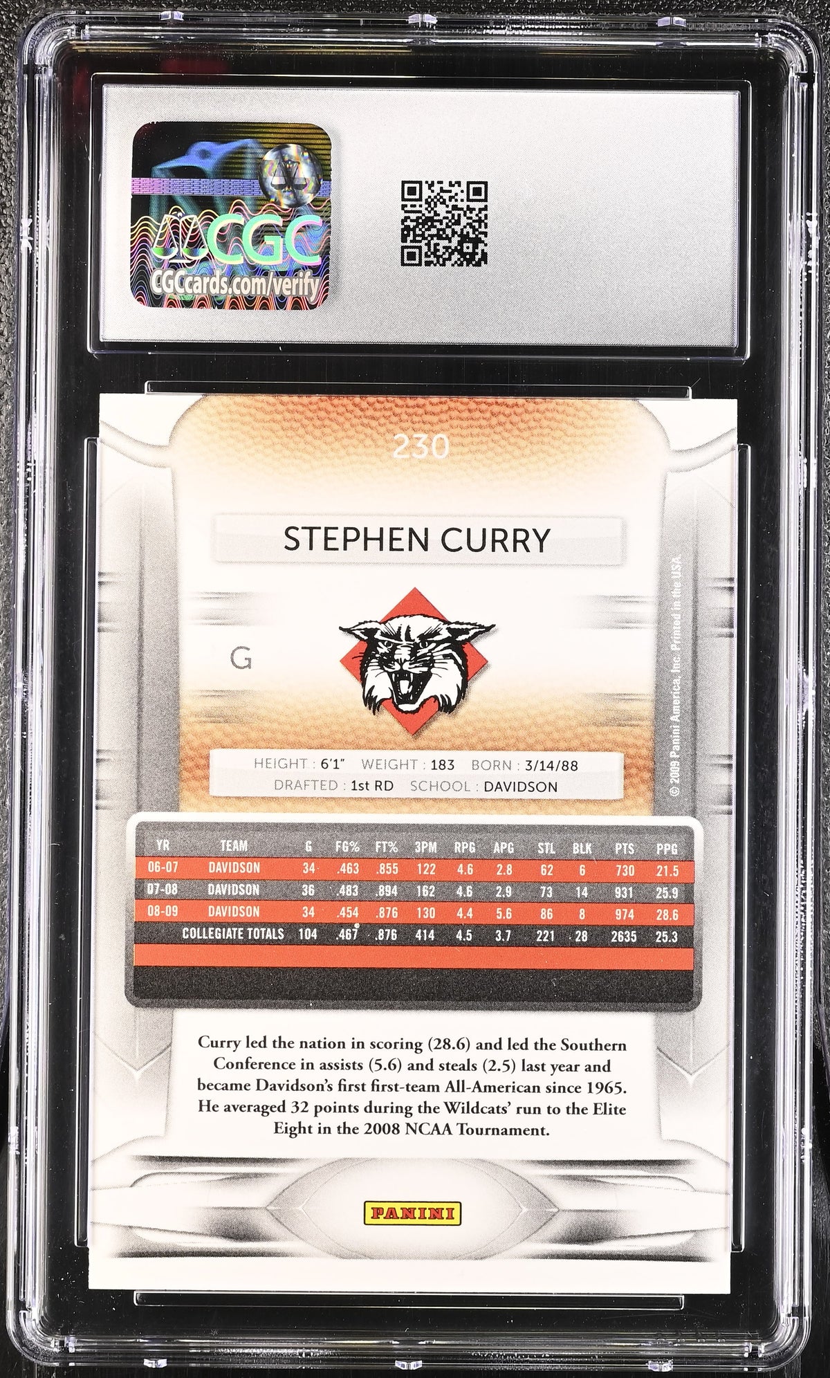 2009-10 Panini Prestige Stephen Curry Rookie #230 CGC 9.5 Davidson Wildcats