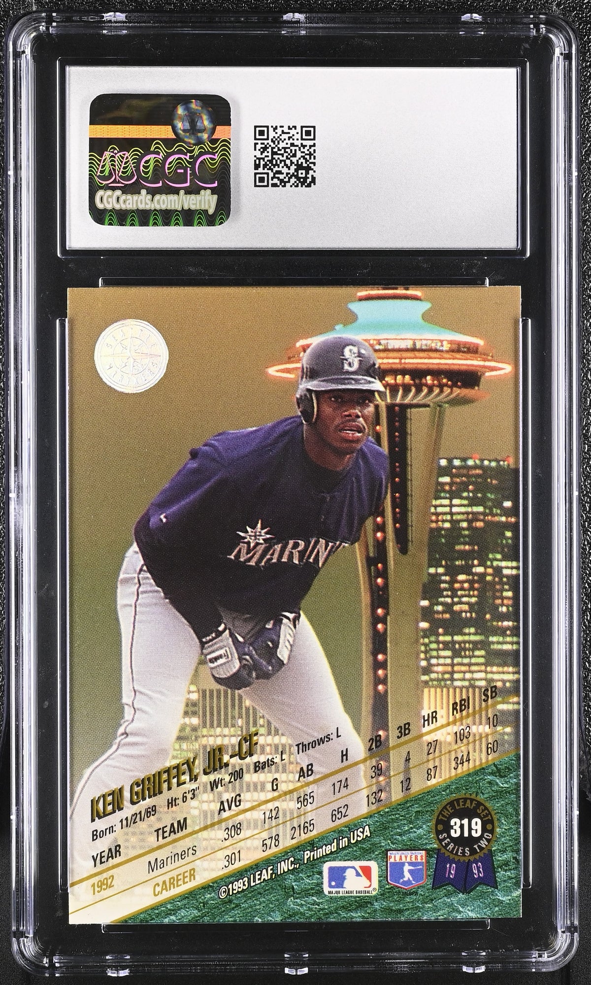 1993 Leaf Ken Griffey Jr. #319 CGC 9.5 Seattle Mariners