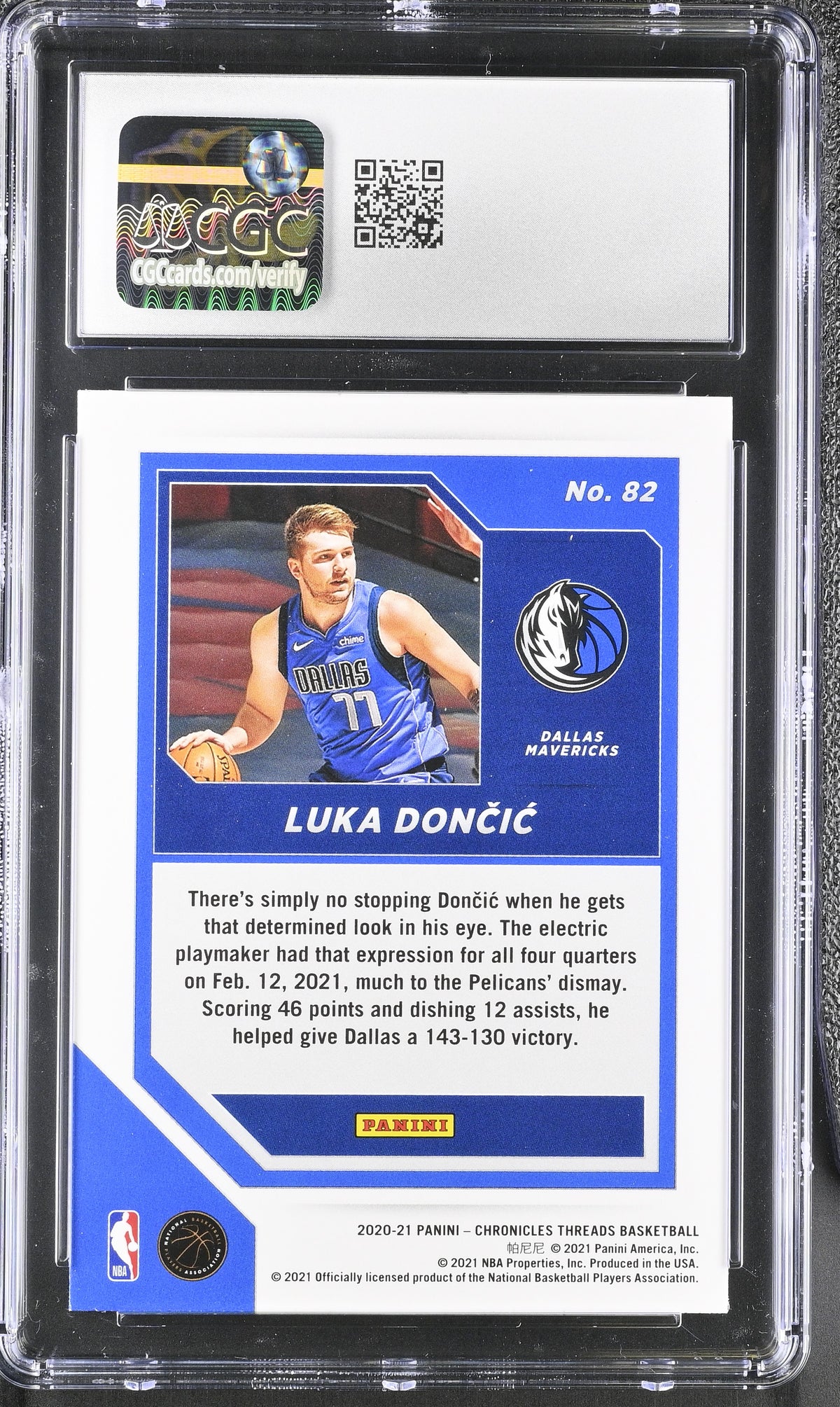 2020-21 Panini Chronicles Luka Doncic Asia Threads #82 CGC 10 Dallas Mavericks