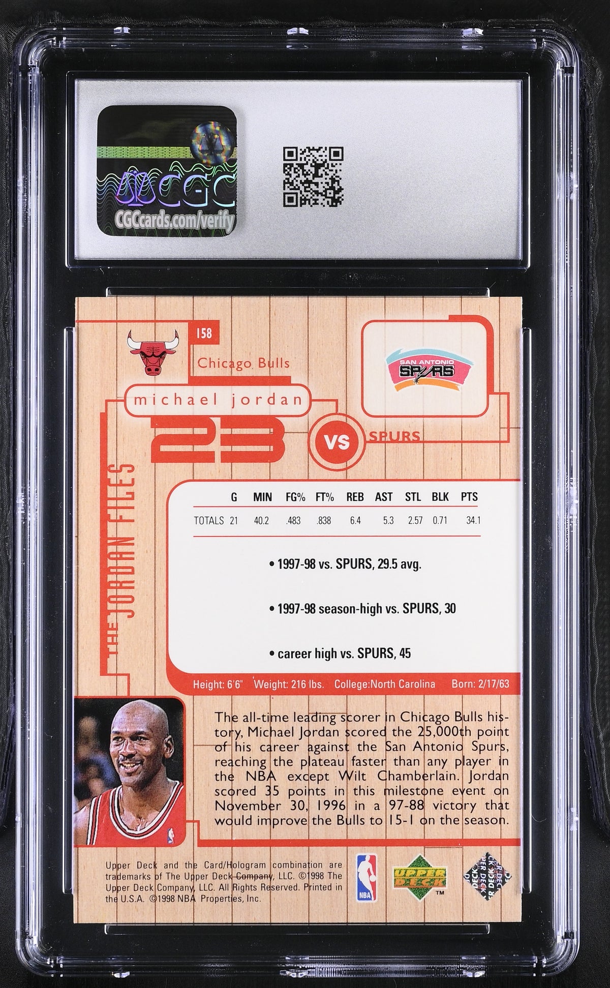 1998 Upper Deck MJ Living Legend Michael Jordan #158 CGC 9 Chicago Bulls