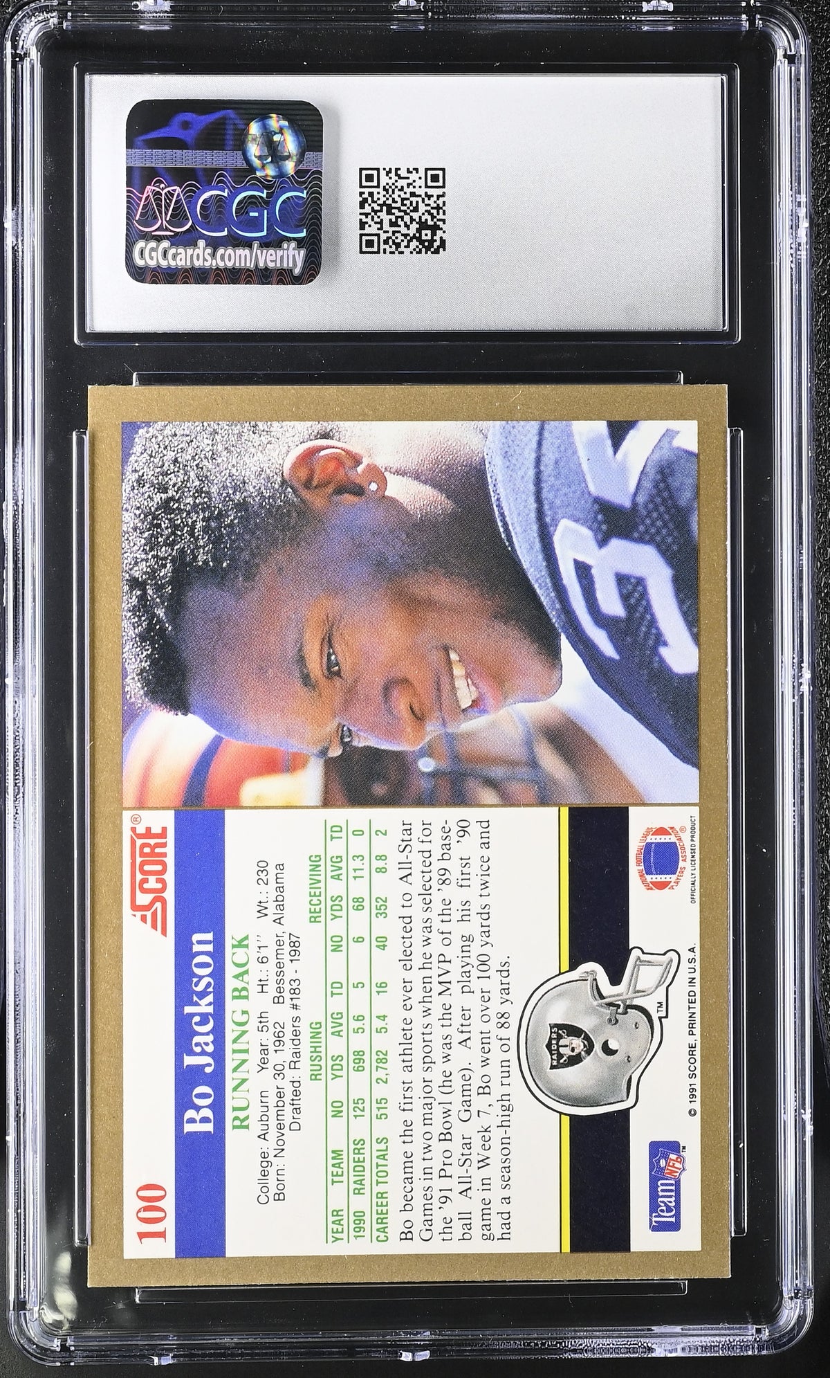 1991 Score Bo Jackson #100 CGC 9