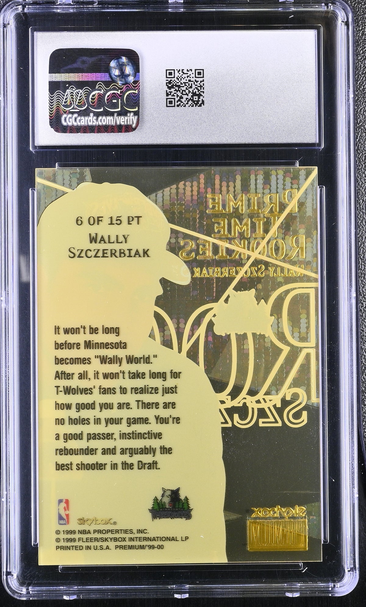1999-00 Skybox Premium Wally Szczerbiak #6PT Prime Time Rookies CGC 9