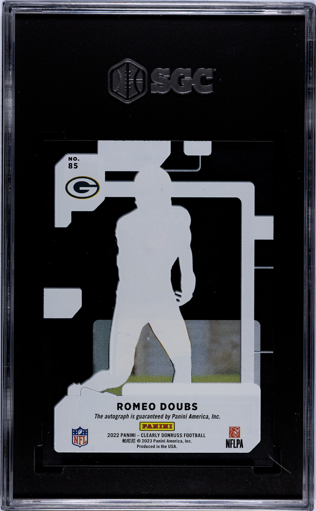 2022 Panini Clearly Donruss Romeo Doubs Autograph Rookie #85 SGC 9 Packers