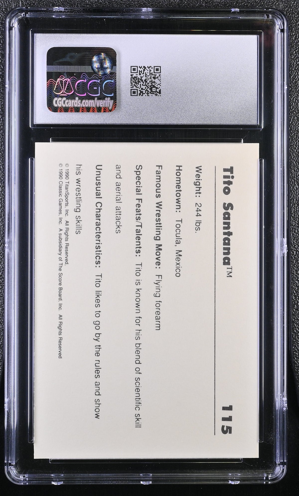 1990 Classic WWF Tito Santana #115 CGC 9.5