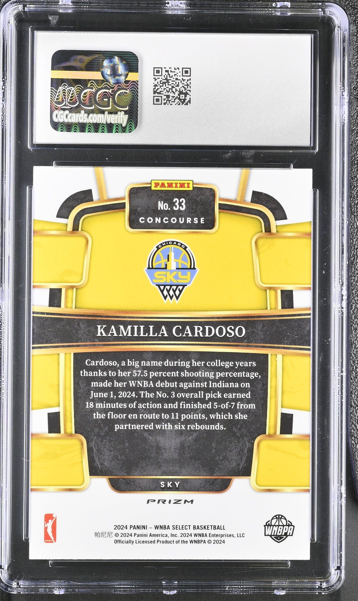 2024 Panini Select WNBA Kamilla Cardoso Silver #33 CGC 10