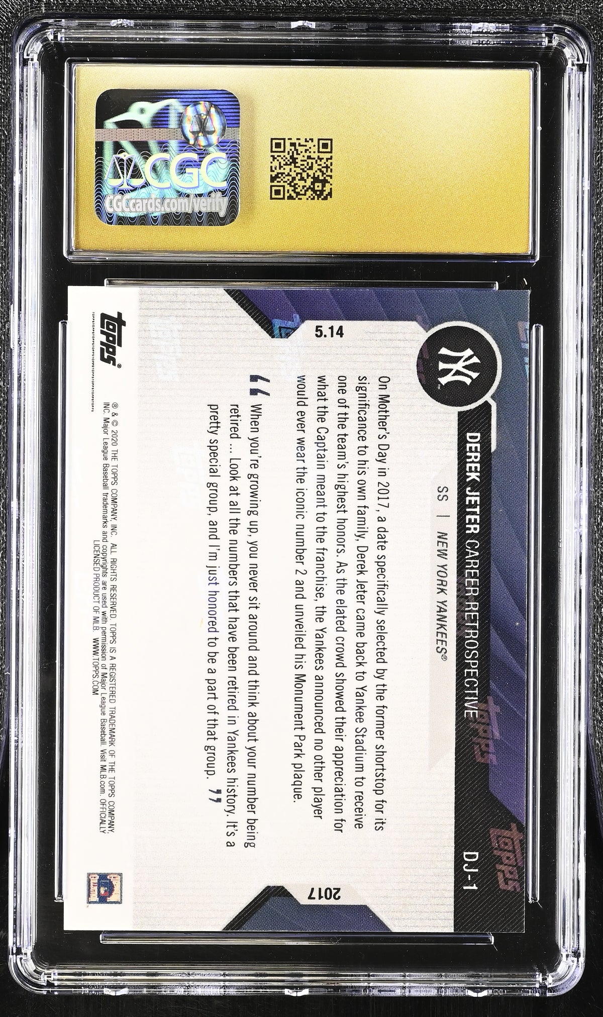 2020 Topps Now Chrome Derek Jeter Career Retrospective CGC 10 Pristine Yankees