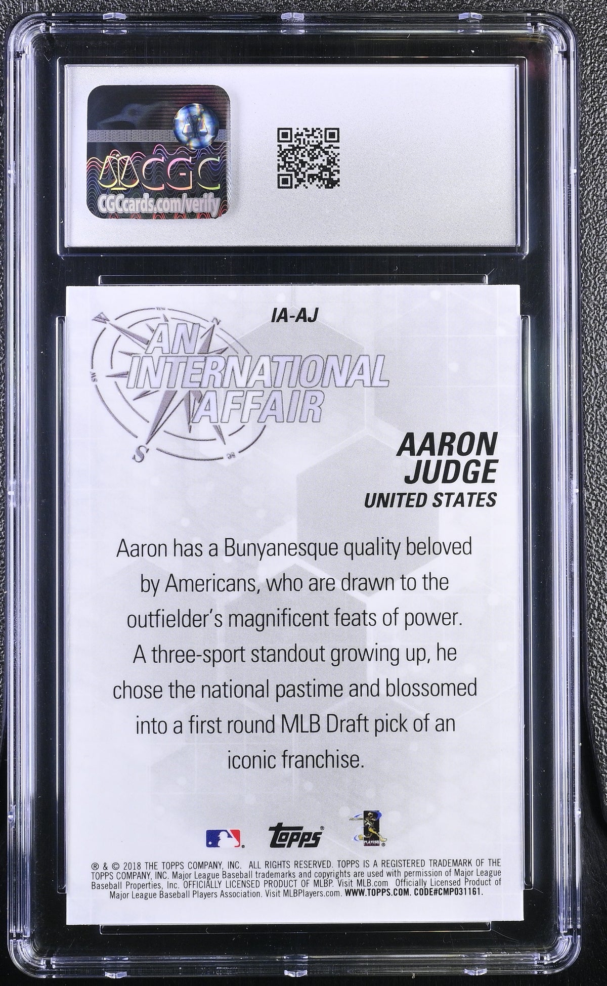 2018 Topps Chrome Update Aaron Judge International Affair #IA-AJ CGC 10 Yankees