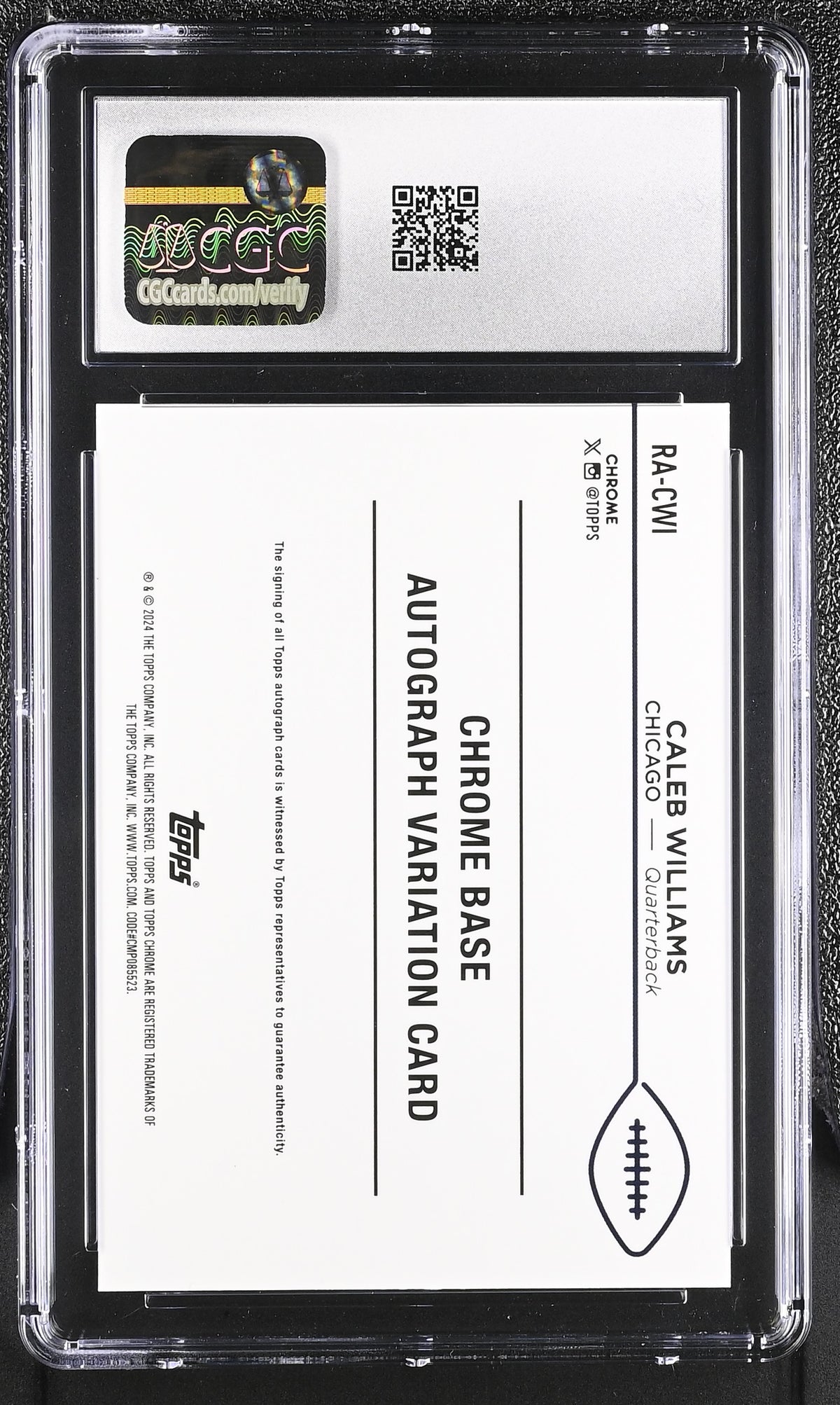 2024 Topps Chrome Caleb Williams Rookie Autographs #RA-CWI CGC 9.5 Chicago Bears