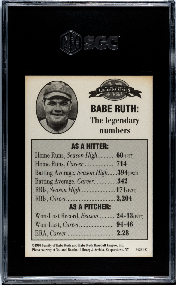 1994 Ashton-Drake Babe Ruth Legends Series SGC 6