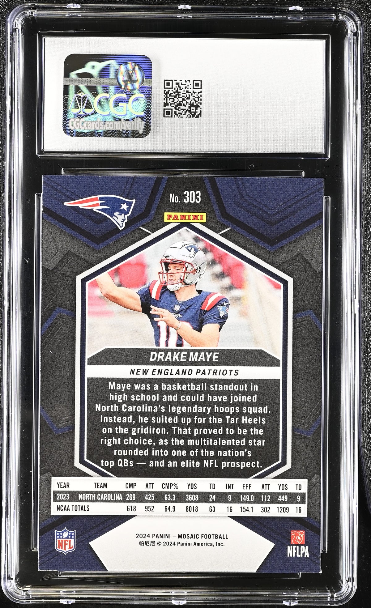 2024 Panini Mosaic Drake Maye Rookie #303 CGC 10 New England Patriots