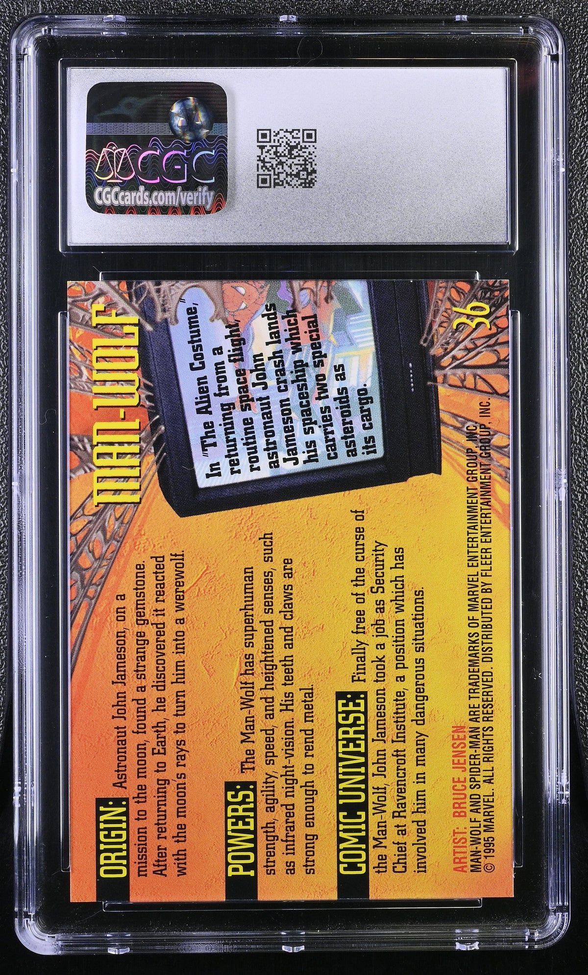 1995 Fleer Ultra Spider-Man Man-Wolf #36 Gold Foil Signature Series CGC 9.5
