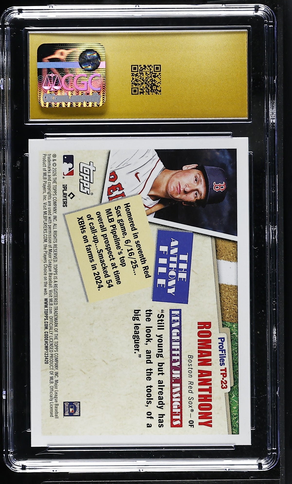 2026 Topps Roman Anthony Rookie Topps Profiles #TP-23 CGC 10 Pristine Red Sox
