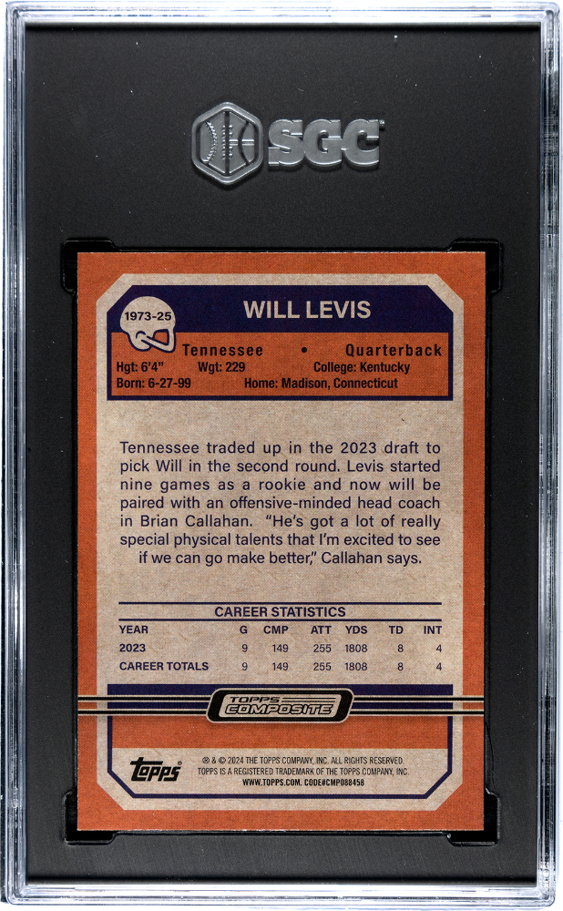 2023 Topps Composite Will Levis Chrome '73 Design #1973-25 SGC 10