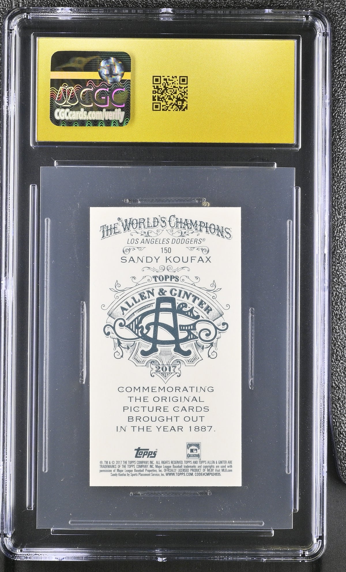 2017 Topps Allen & Ginter Sandy Koufax A&G Back Mini 150 CGC 10 Pristine Dodgers