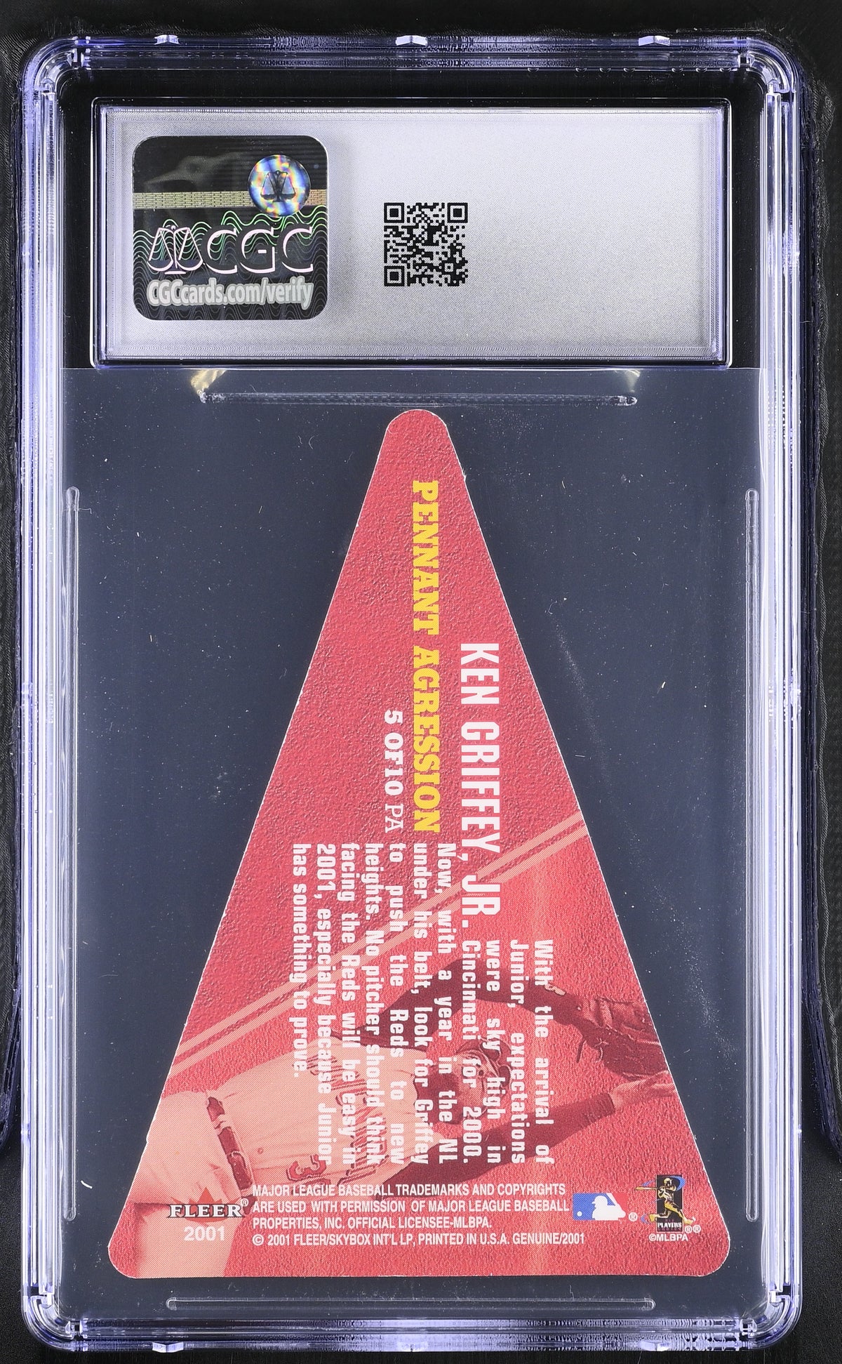2001 Fleer Genuine Ken Griffey Jr. Pennant Aggression #5PA CGC 9 Cincinnati Reds