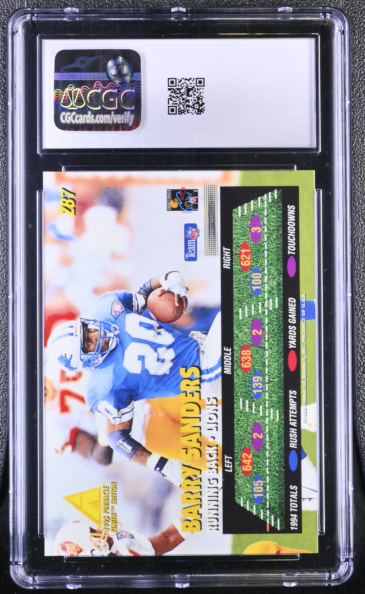 1995 Pinnacle Zenith Barry Sanders #Z87 CGC 9.5