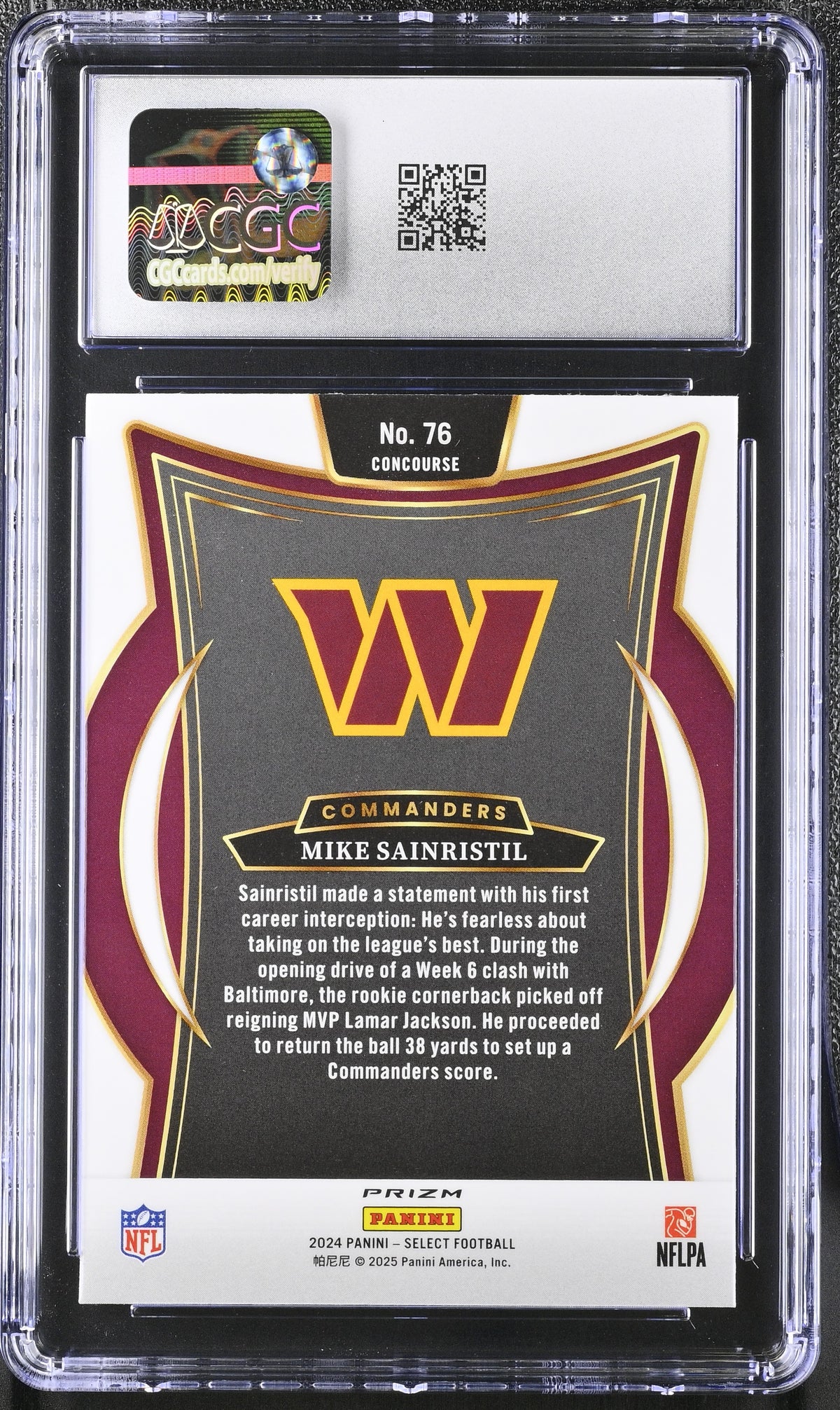 2024 Panini Select Mike Sainristil Silver Rookie #76 CGC 10 Commanders