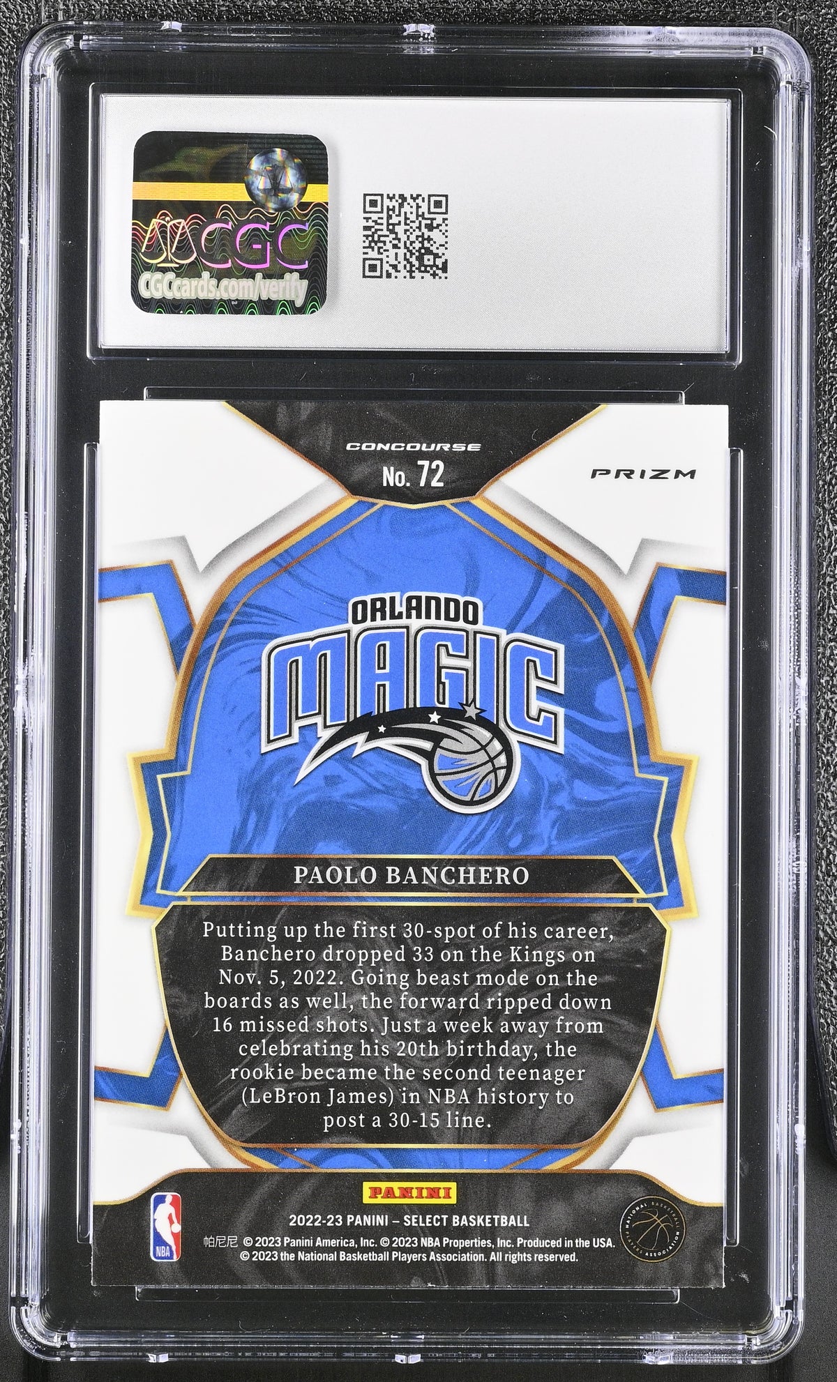 2022-23 Panini Select Paolo Banchero Red Cracked Ice #72 CGC 8.5