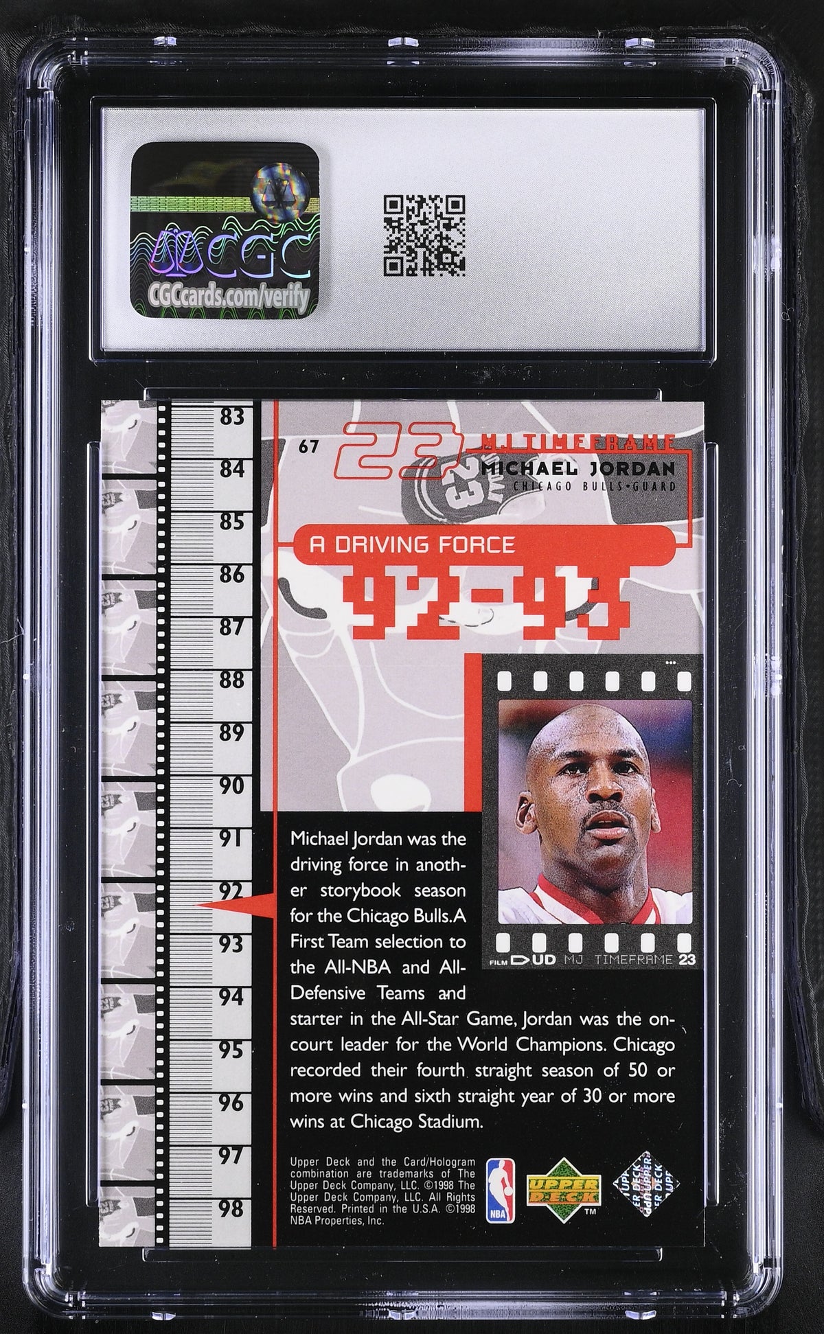 1998 Upper Deck MJ Living Legend Michael Jordan #67 CGC 9 Chicago Bulls