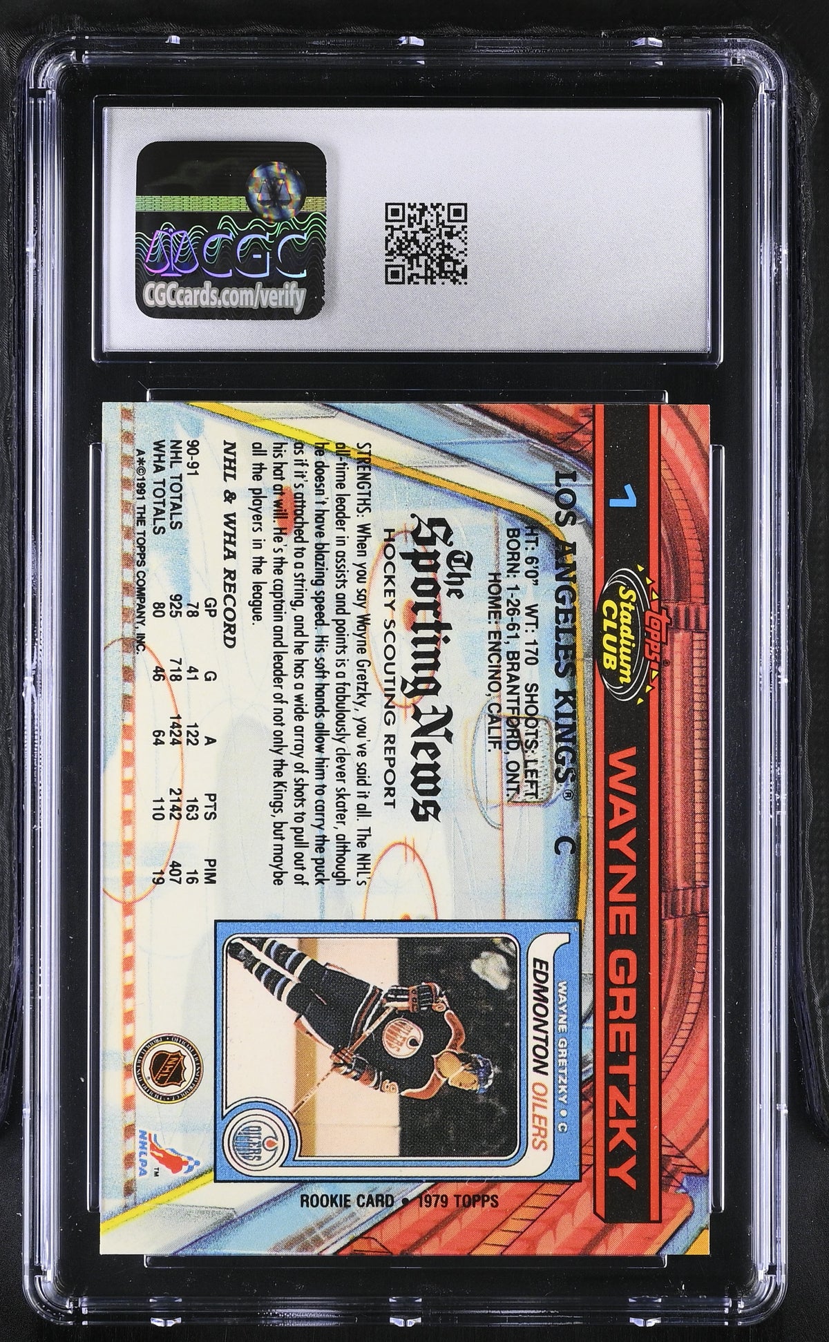 1991-92 Stadium Club Wayne Gretzky #1 CGC 9 Los Angeles Kings