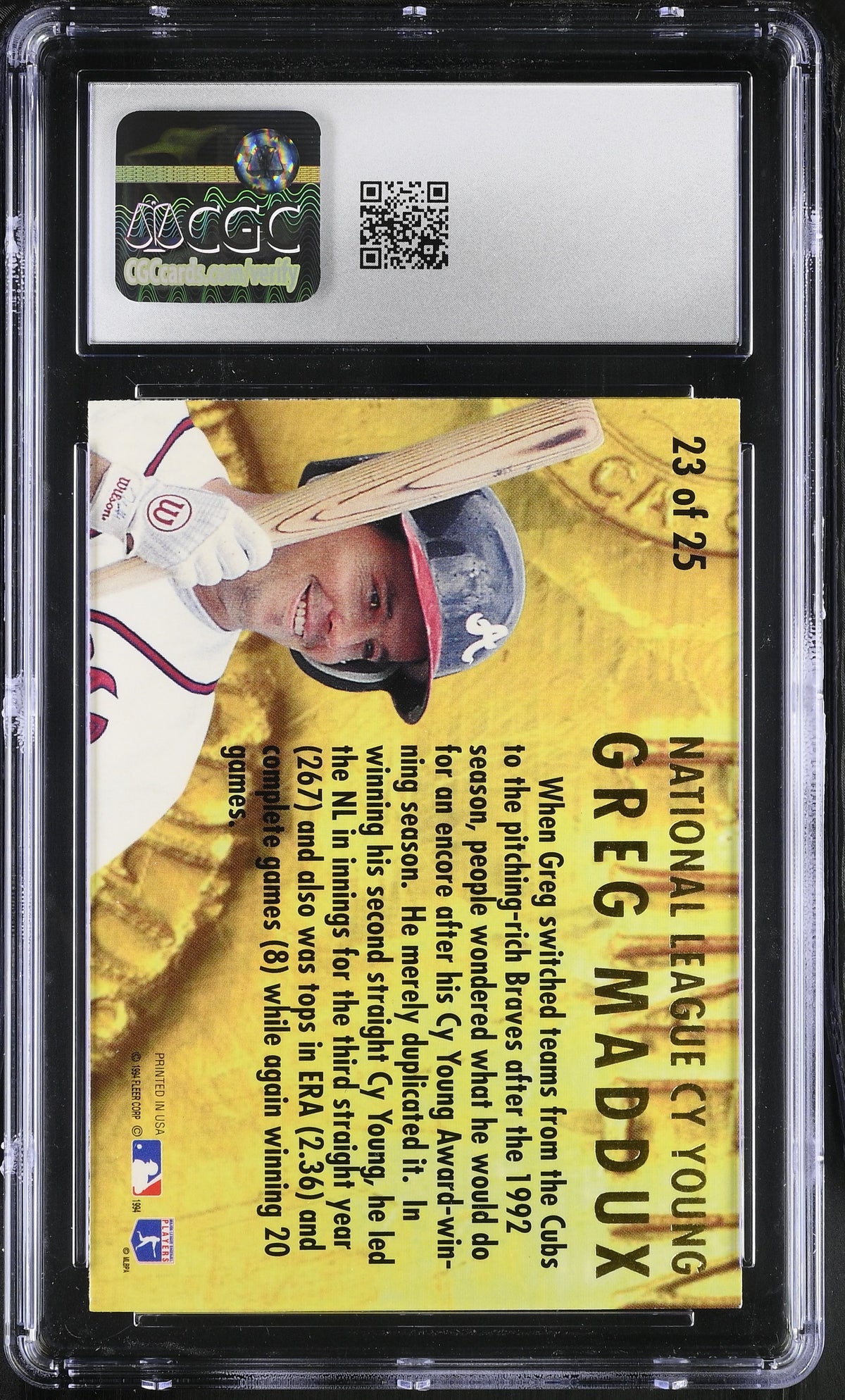 1994 Fleer Ultra Greg Maddux Award Winners #23 CGC 9.5 Atlanta Braves