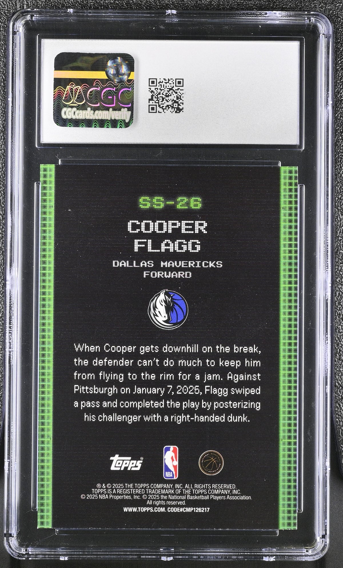 2025-26 Topps Cooper Flagg Rookie Scan & Slam #SS-26 CGC 10 Dallas Mavericks