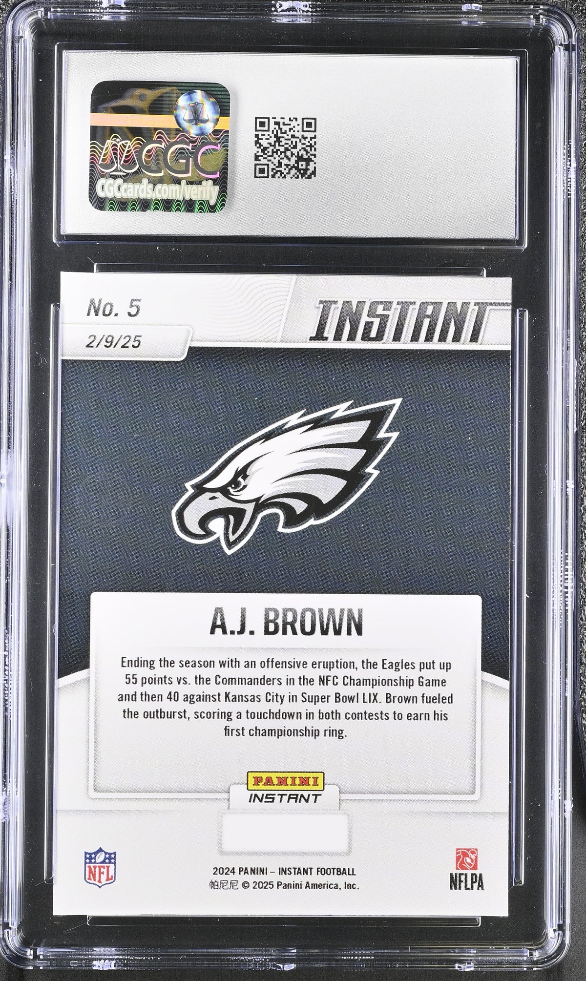 2024 Panini Instant LIX Champions A.J. Brown Philadelphia Eagles #5 CGC 10