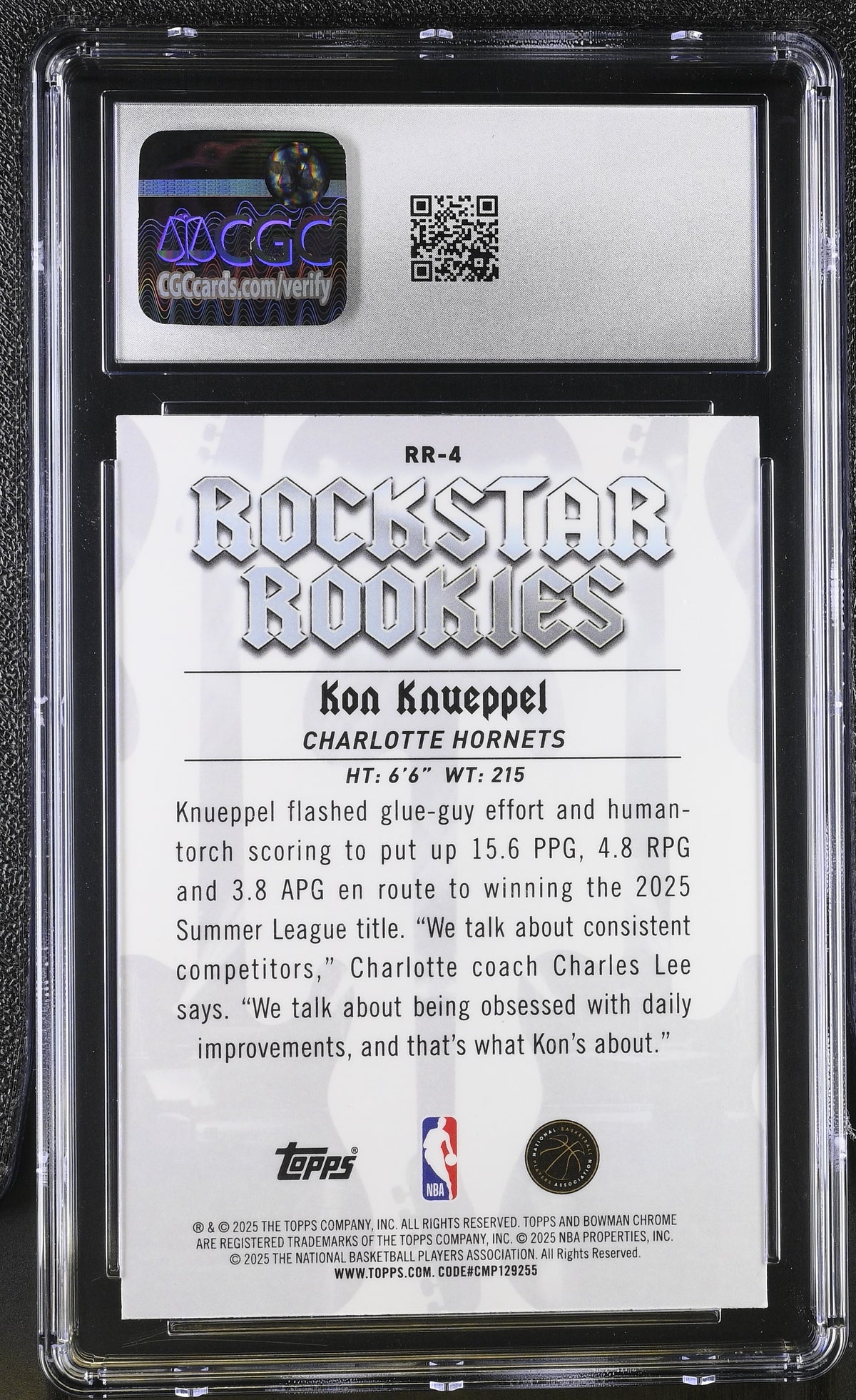 2025-26 Bowman Kon Knueppel Rockstar Rookies #RR-4 CGC 9.5 Charlotte Hornets
