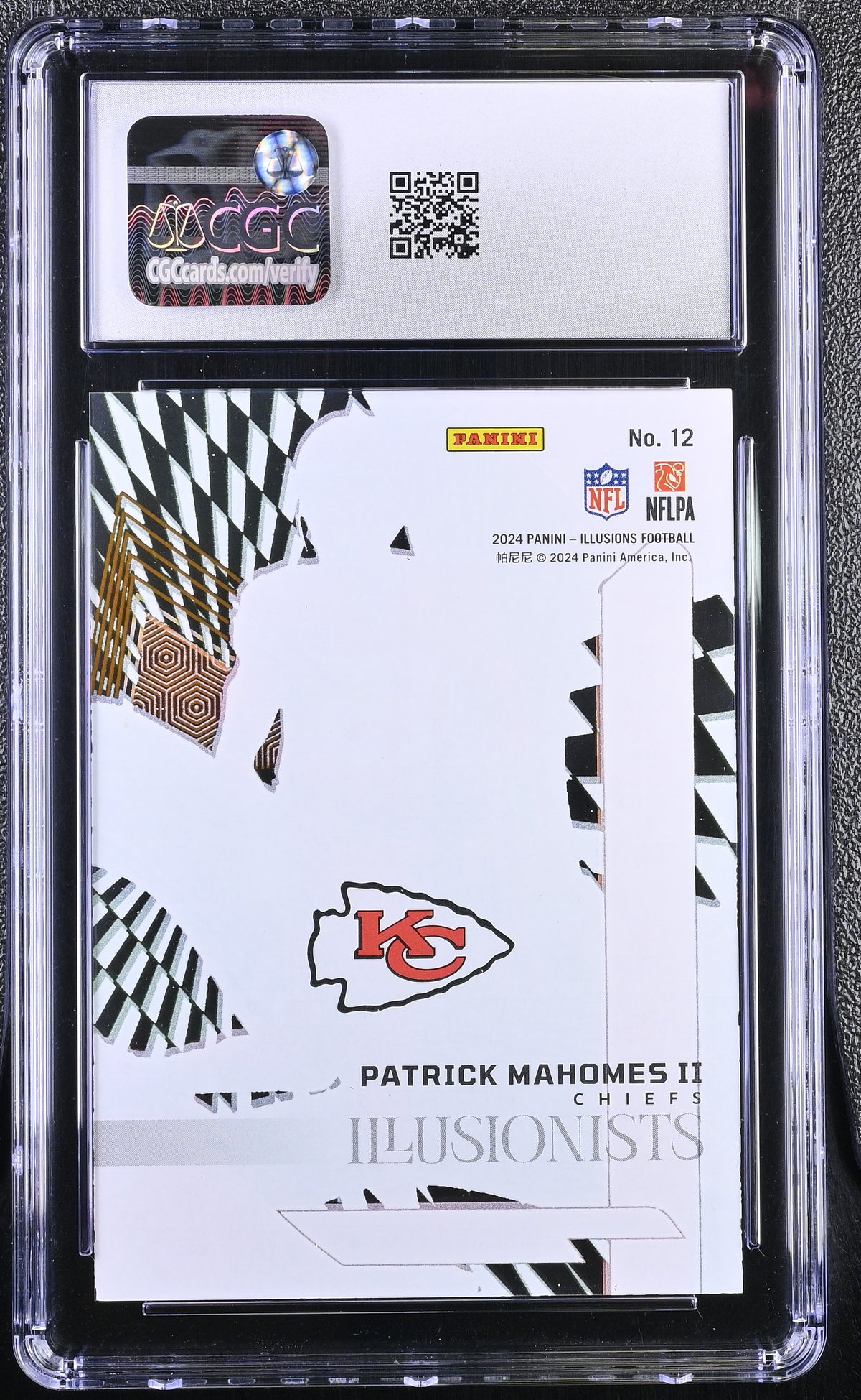 2024 Panini Illusions Patrick Mahomes II Orange Illusionists #12 CGC 10 Chiefs