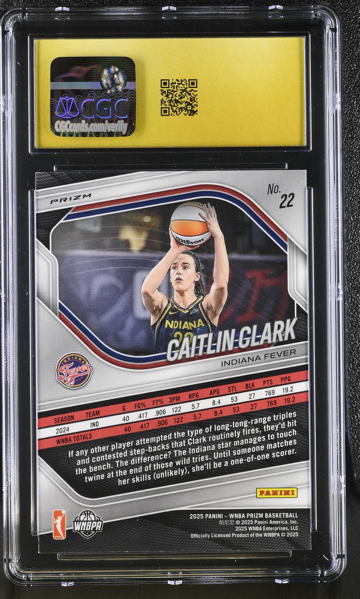 2025 Panini Prizm WNBA Caitlin Clark White Seismic #22 CGC 10 Indiana Fever