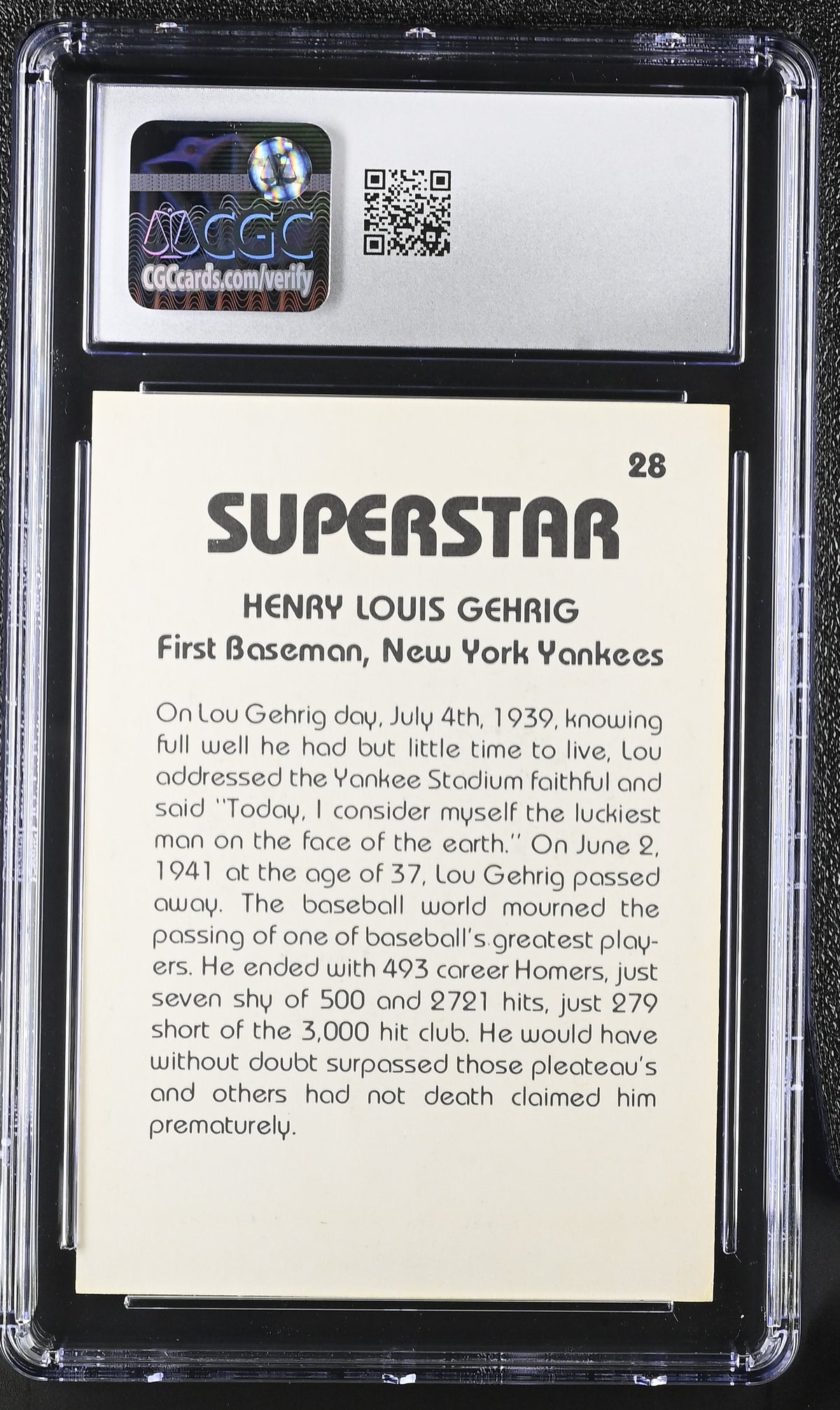 1980 Tcma Superstar Lou Gehrig #28 CGC 7 New York Yankees