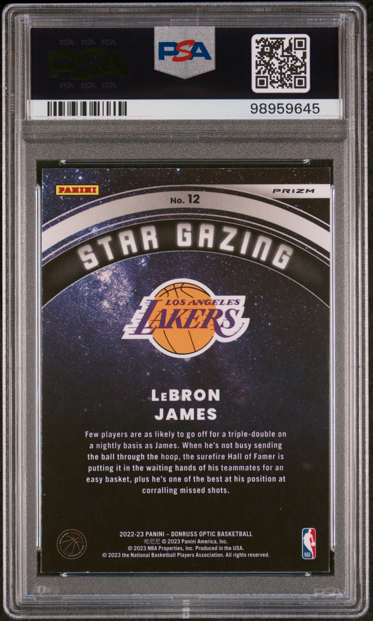 2022 Panini Donruss Optic Star Gazing LeBron James Holo #12 PSA 9 Lakers