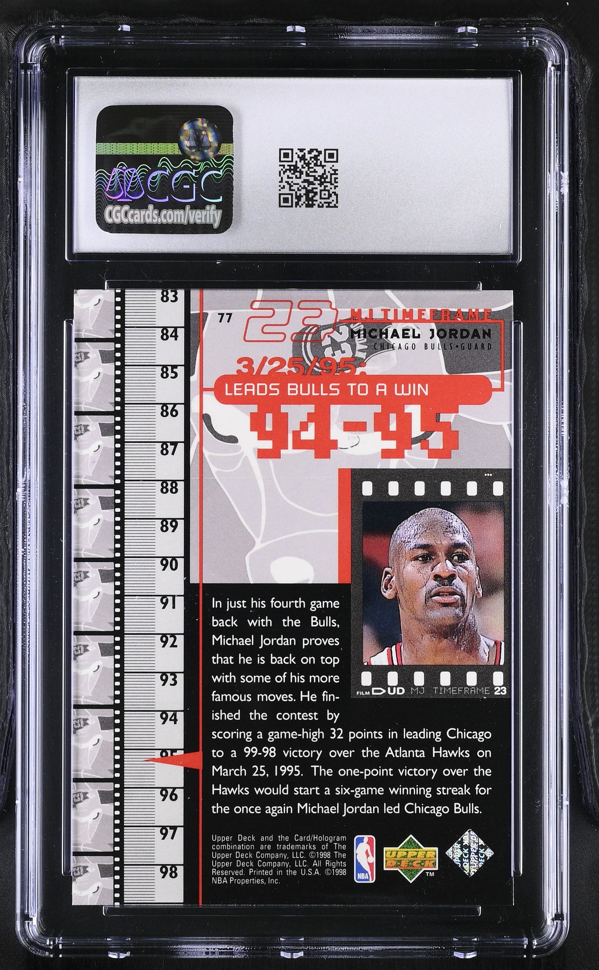 1998 Upper Deck MJ Living Legend Michael Jordan #77 CGC 9 Chicago Bulls