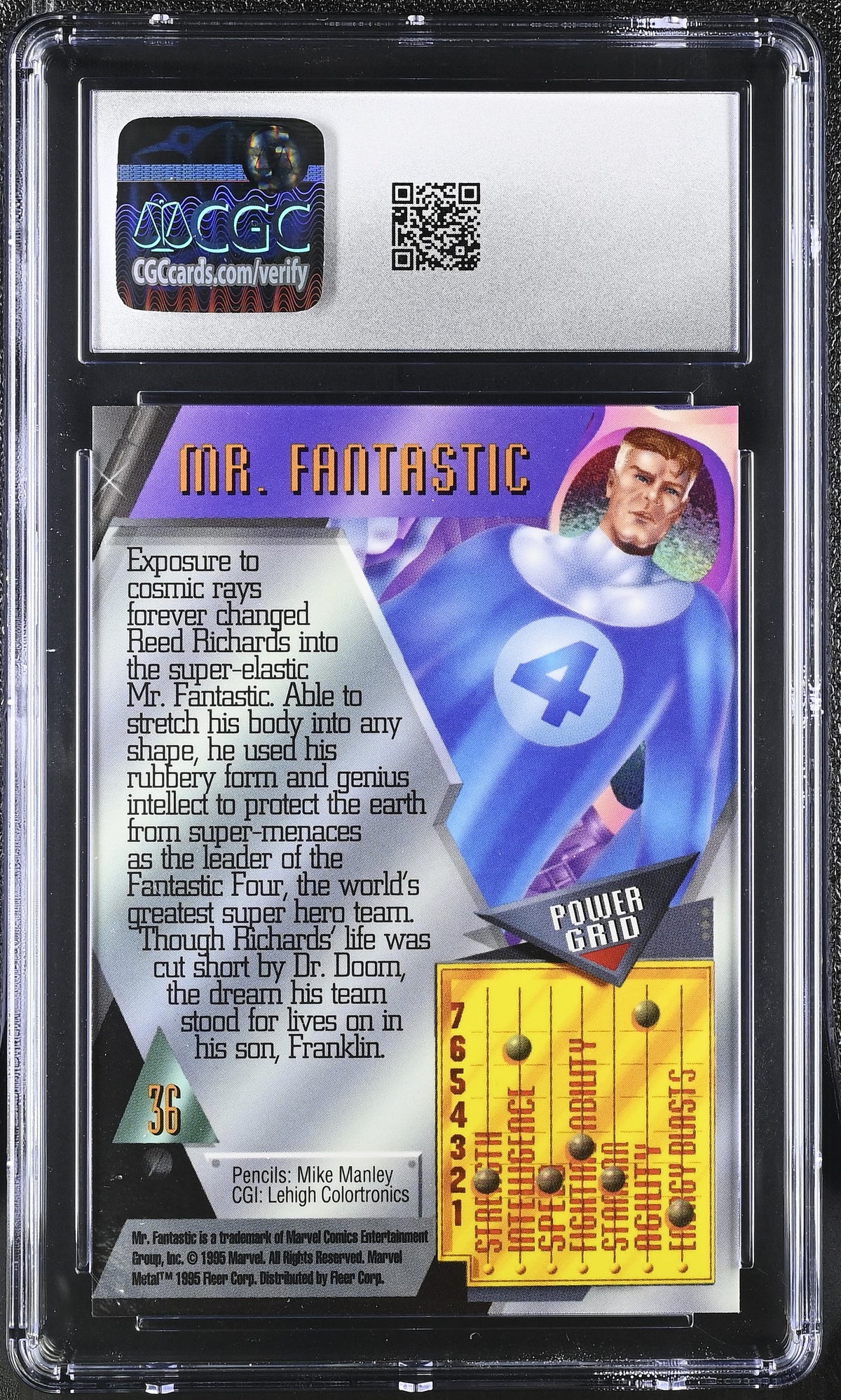 1995 Fleer Marvel Metal Inaugural Edition Mr. Fantastic #36 CGC 9.5