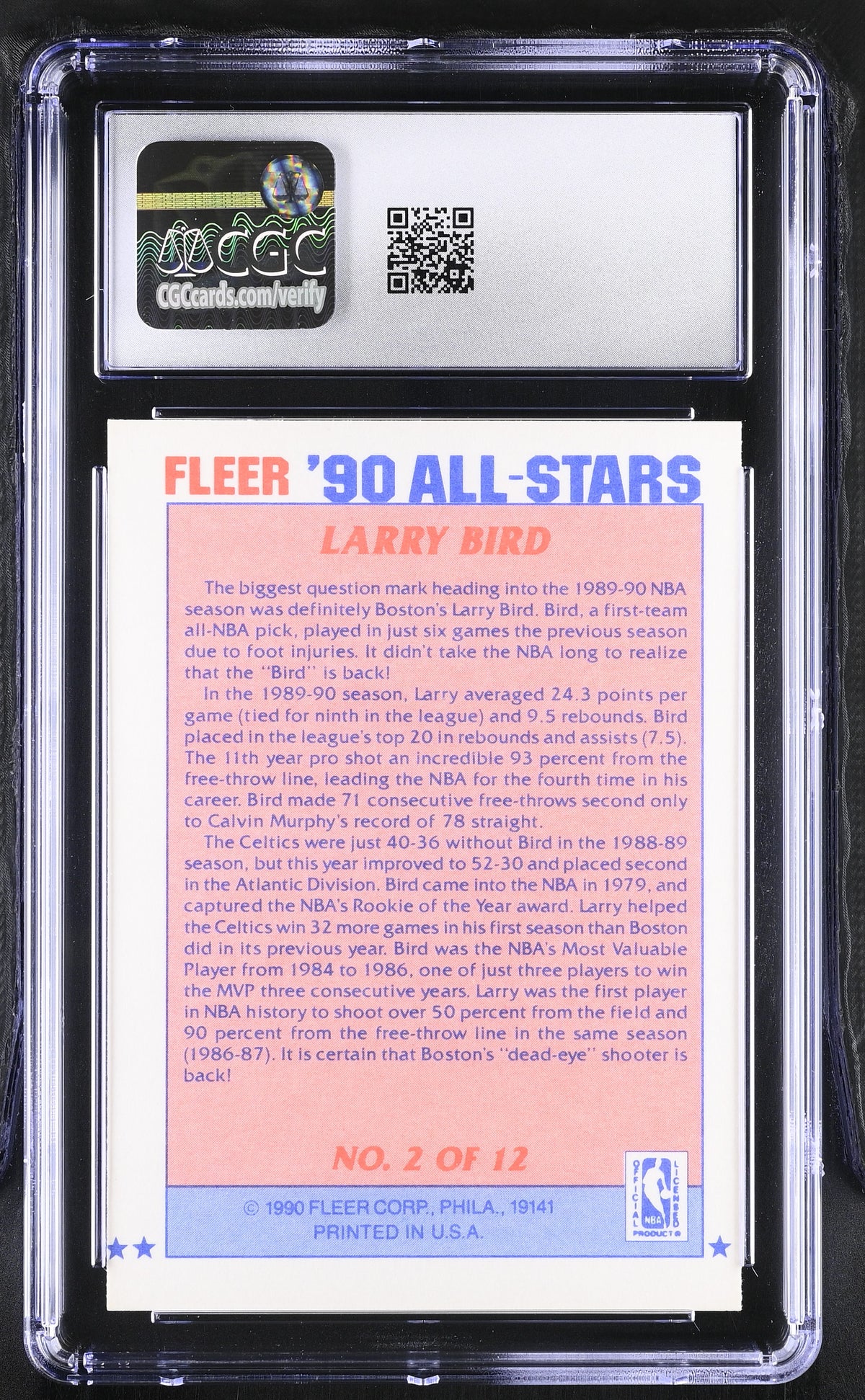 1990-91 Fleer Larry Bird All-Stars #2 CGC 7.5 Boston Celtics