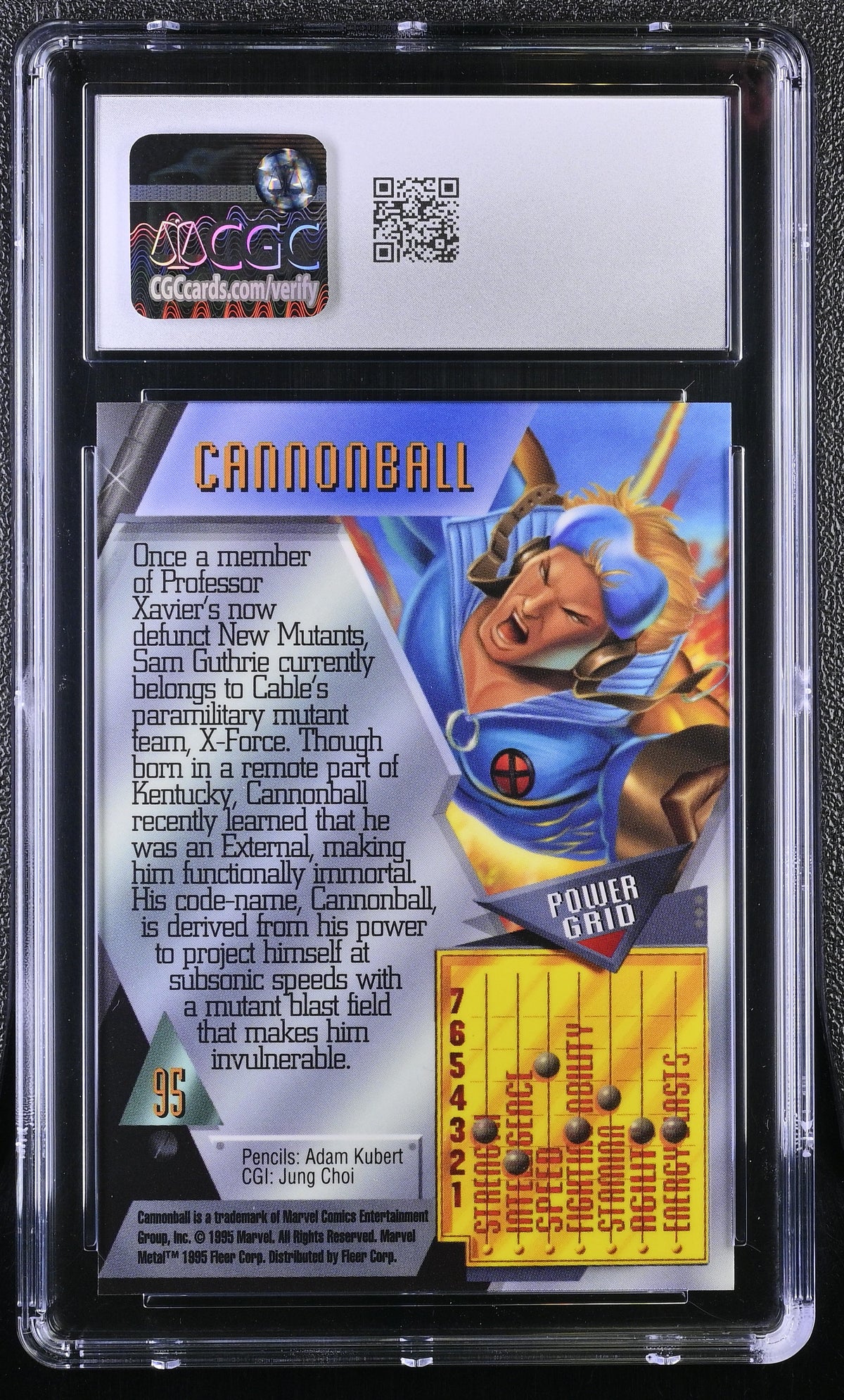 1995 Fleer Marvel Metal Inaugural Edition Cannonball #95 CGC 9.5