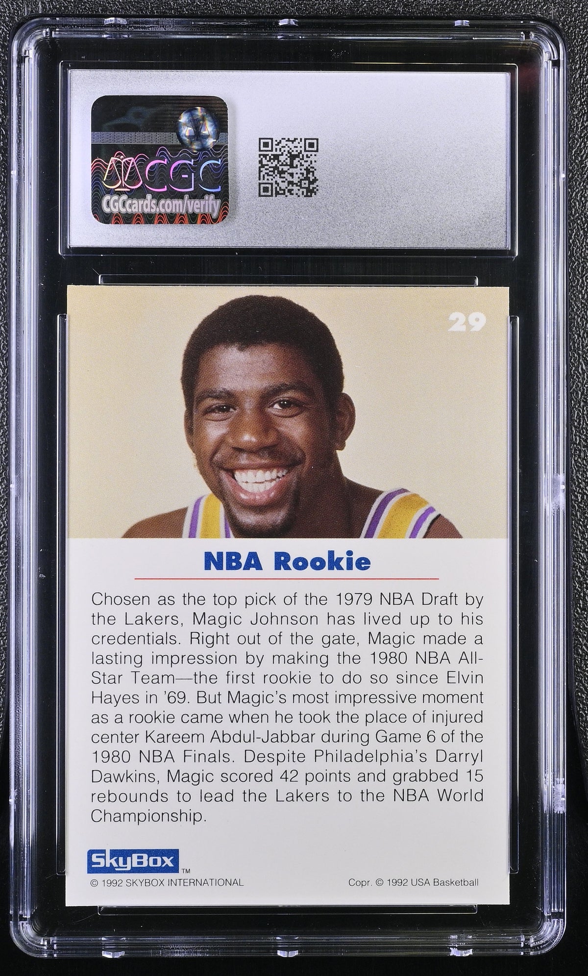 1992-93 Skybox Usa Magic Johnson #29 CGC 9.5 Los Angeles Lakers