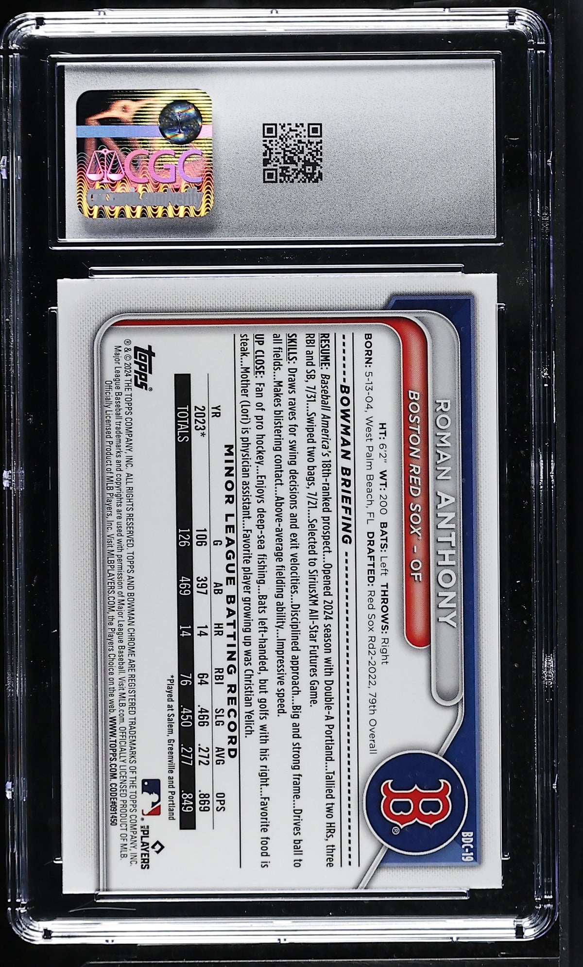 2024 Bowman Draft Roman Anthony Chrome #BDC-19 CGC 9.5
