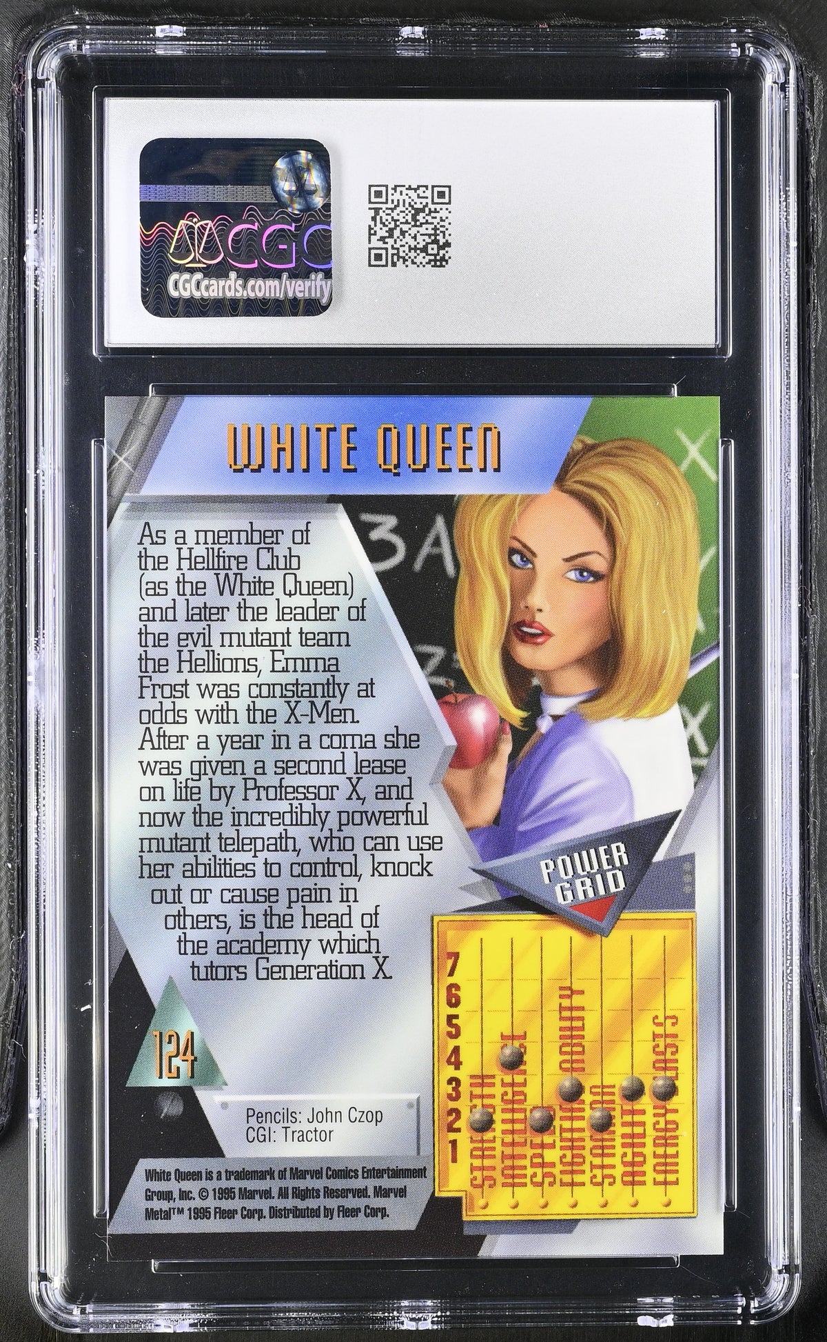1995 Fleer Marvel Metal Inaugural Edition White Queen #124 CGC 10