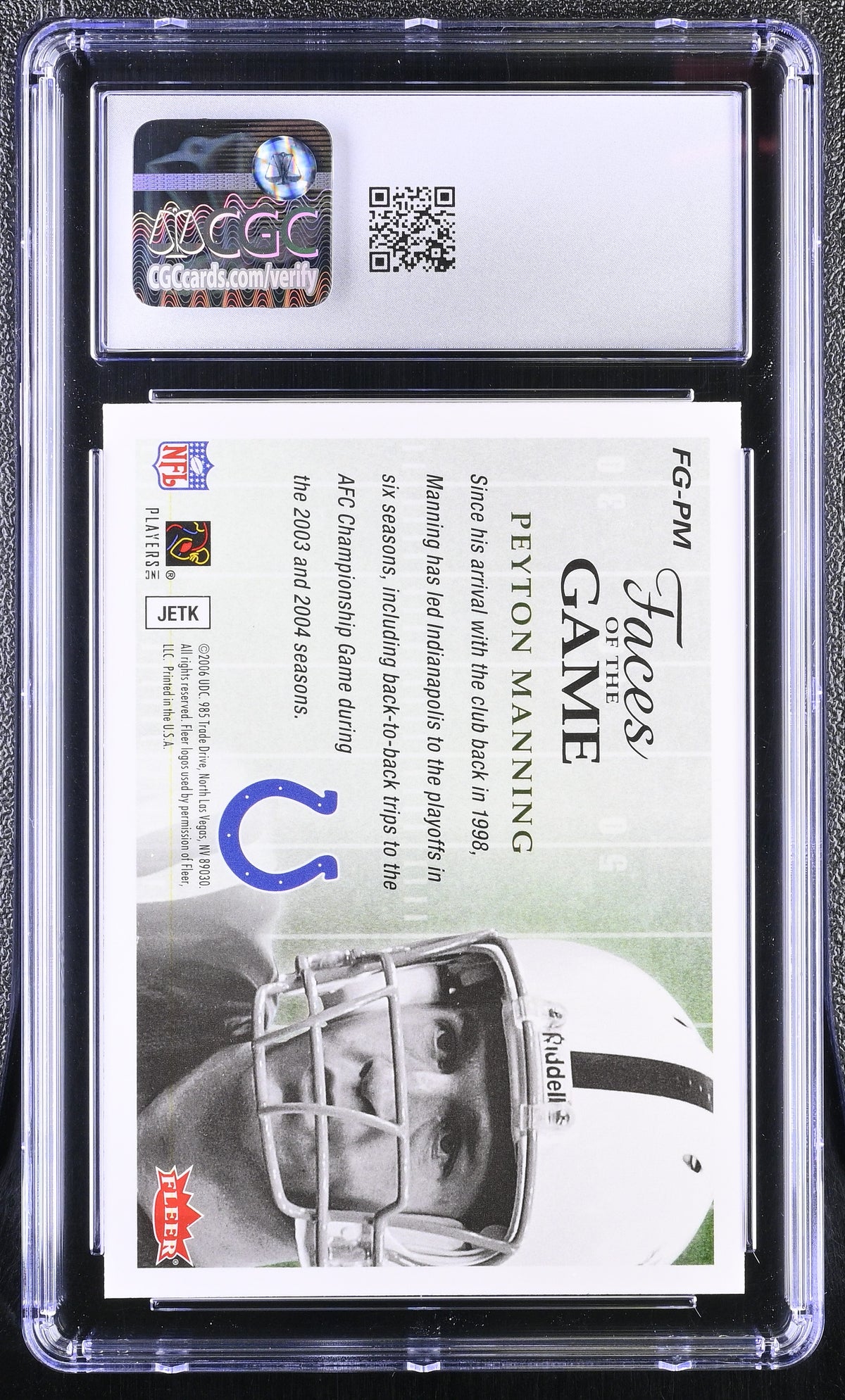 2006 Fleer Faces Of The Game Peyton Manning #FG-PM CGC 10 Indianapolis Colts