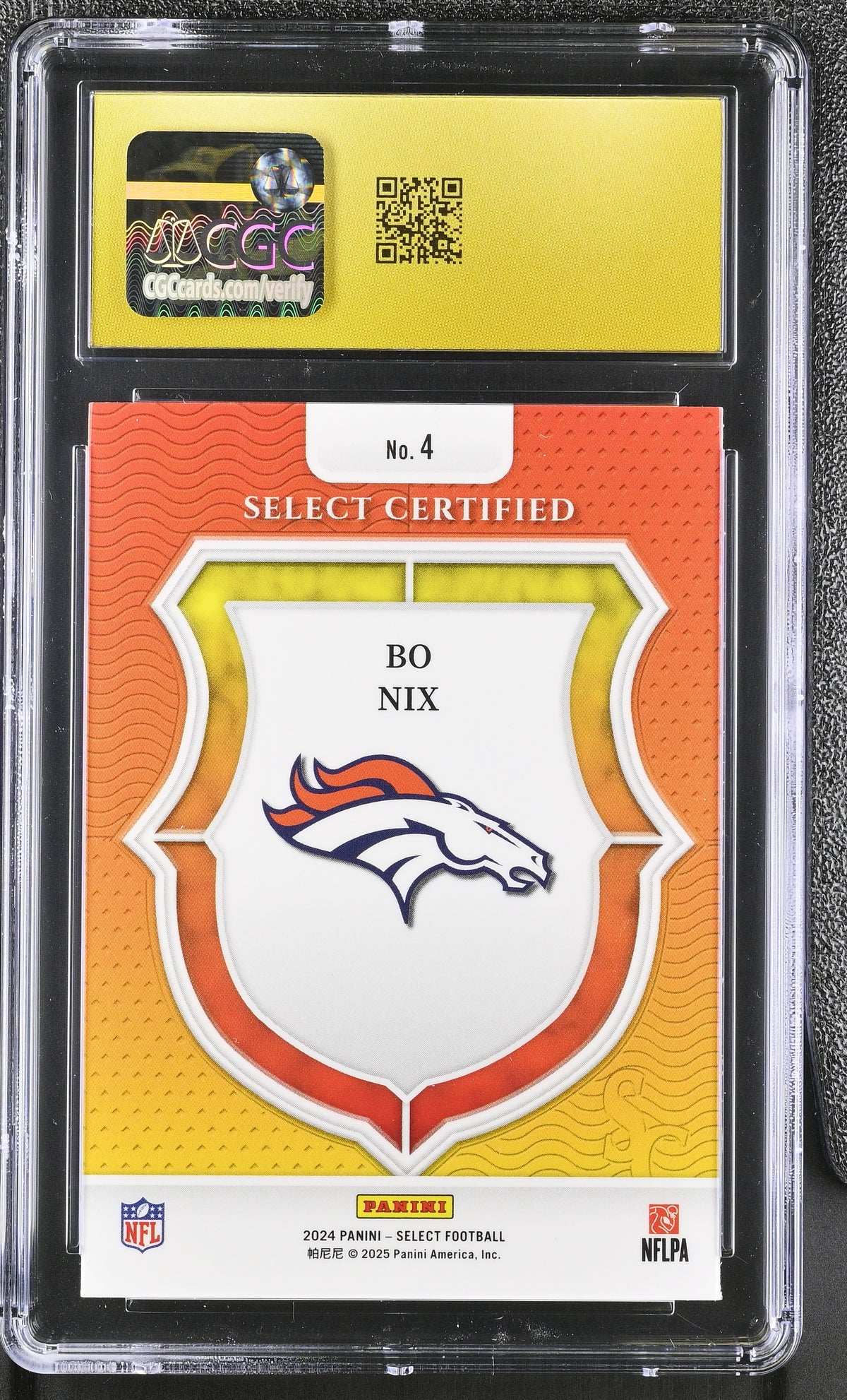 2024 Panini Select Bo Nix Select Certified Rookies #4 CGC 10 Denver Broncos