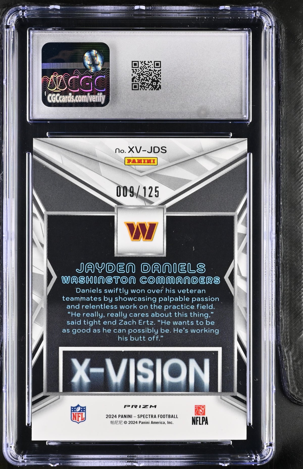 2024 Panini Spectra Jayden Daniels Rookie X-Vision #XV-JDS CGC 9 Commanders